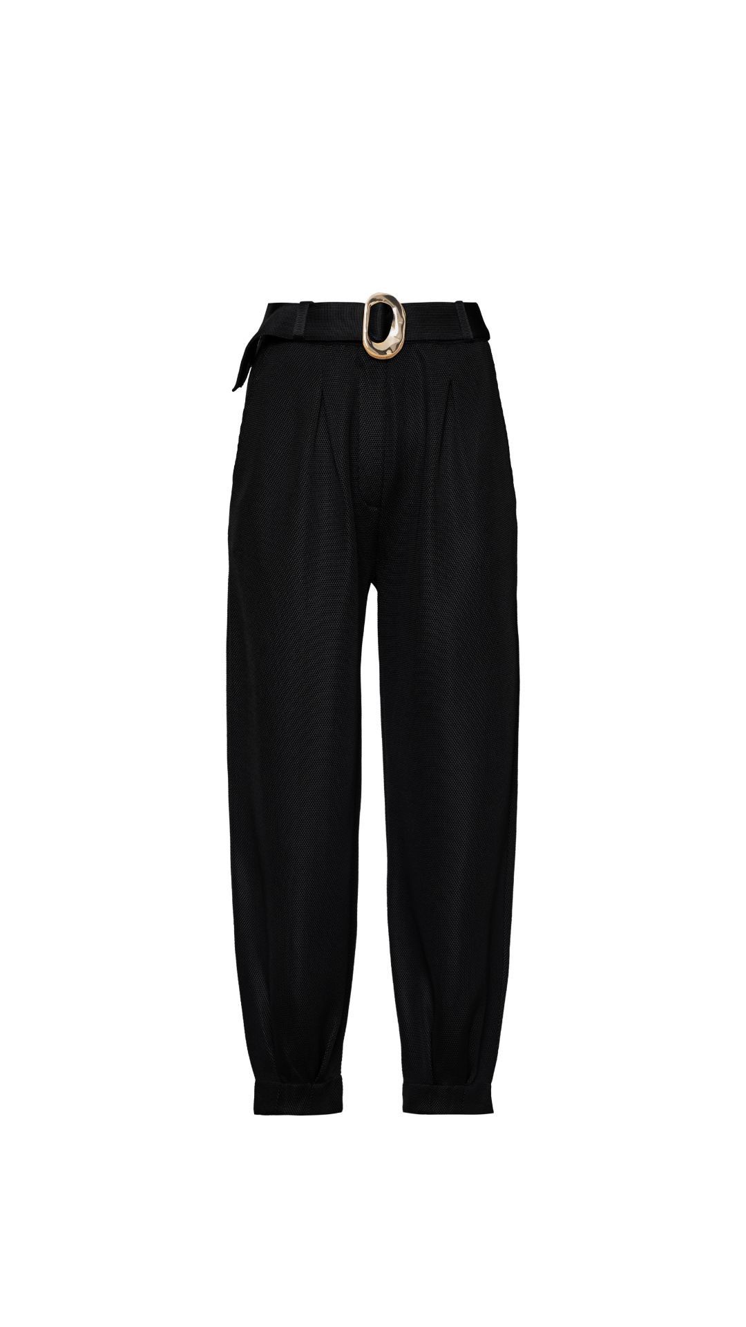 Calça alfaiataria tricot com cinto Pilar - Preto