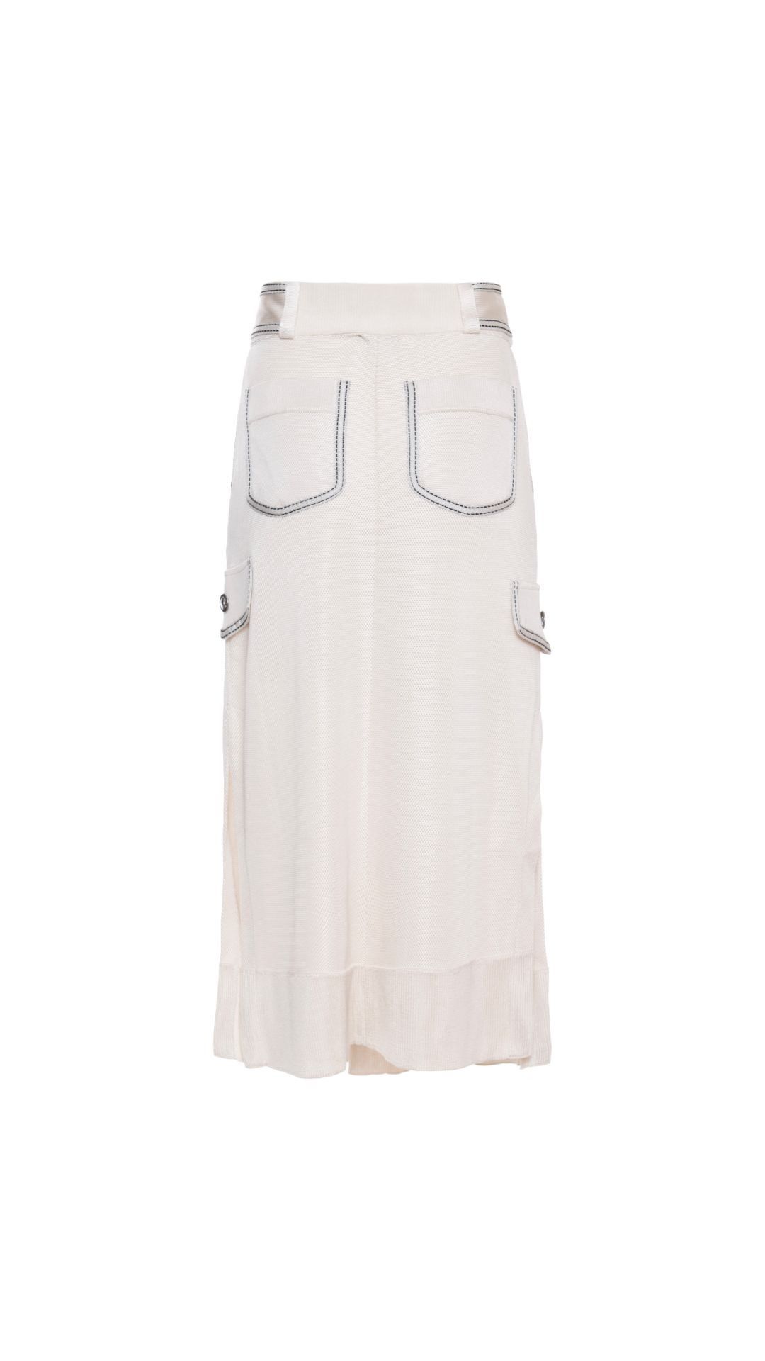 Saia midi alfaiataria tricot detalhada Cris - Champagne