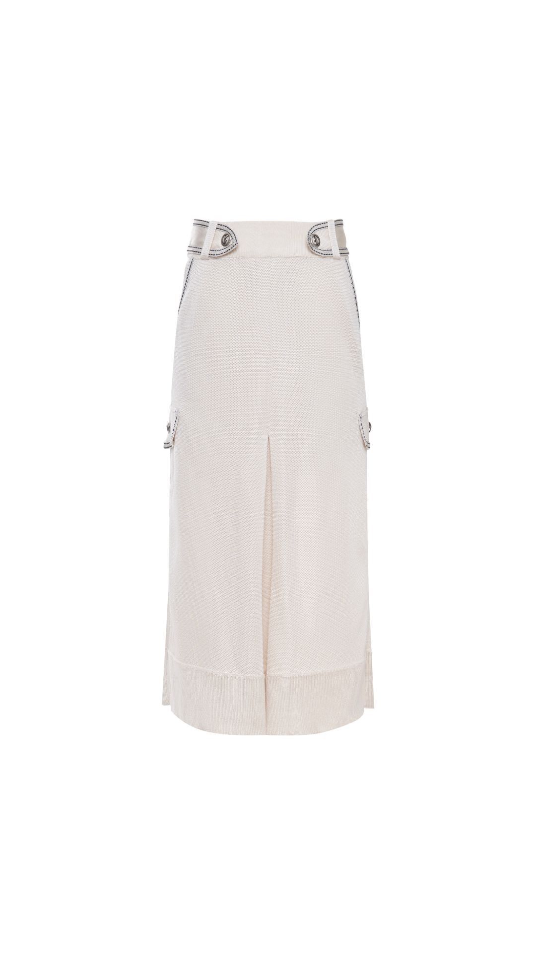 Saia midi alfaiataria tricot detalhada Cris - Champagne