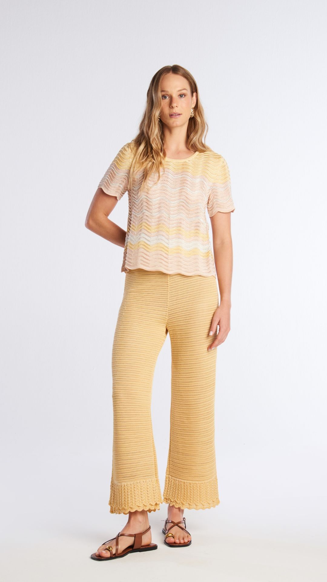 Calça rendada de tricot Tici - Pannacota