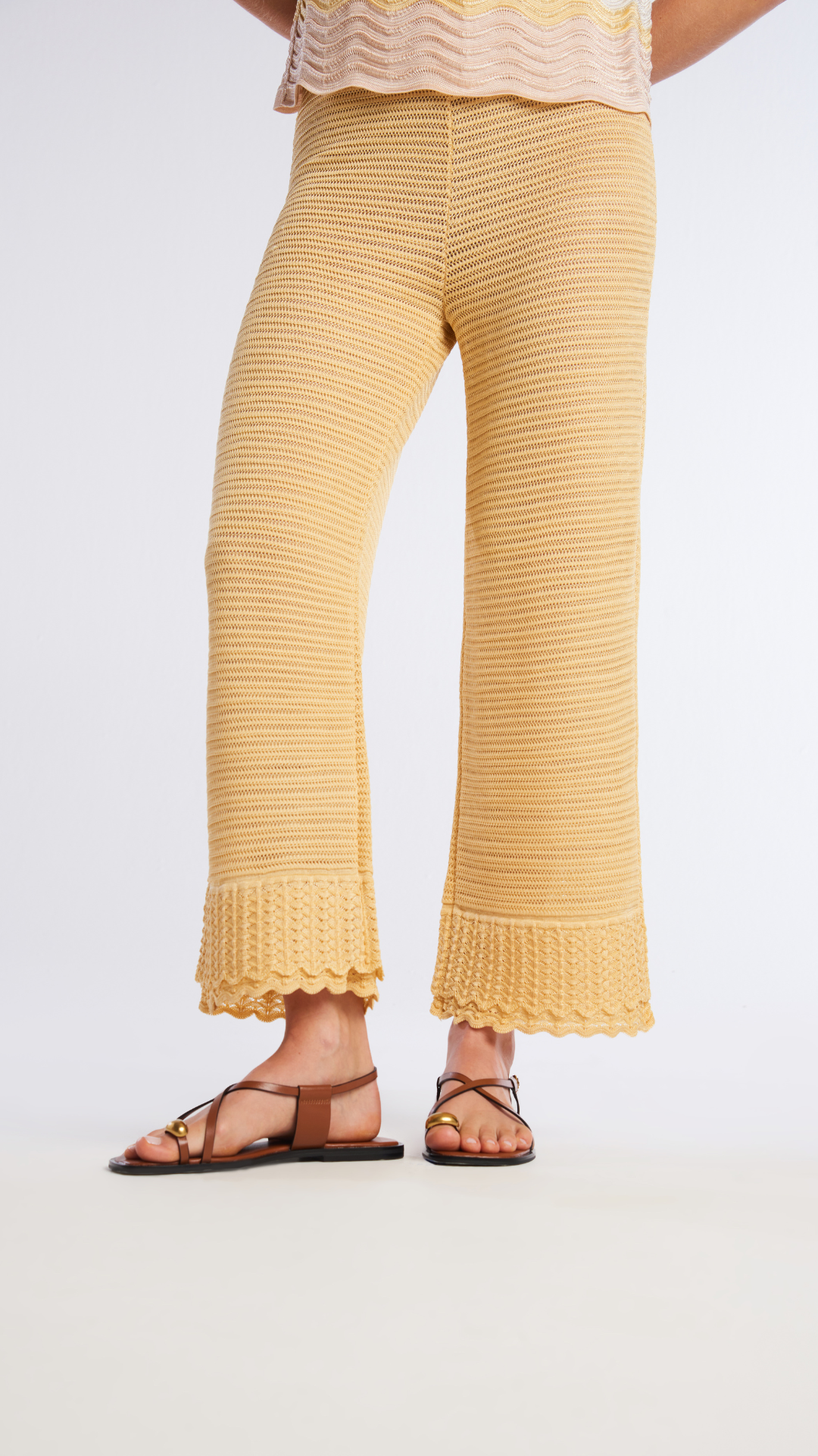 Calça rendada de tricot Tici - Pannacota
