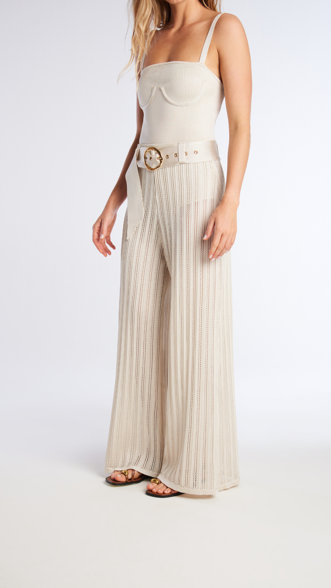 Calça com cinto e hot pants Bertha - Champagne 
