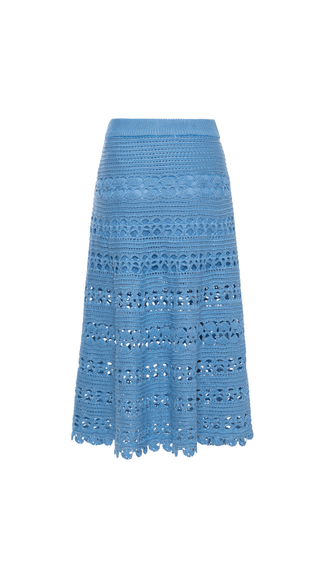 Saia midi rendada de tricot Demi - Dream Blue 