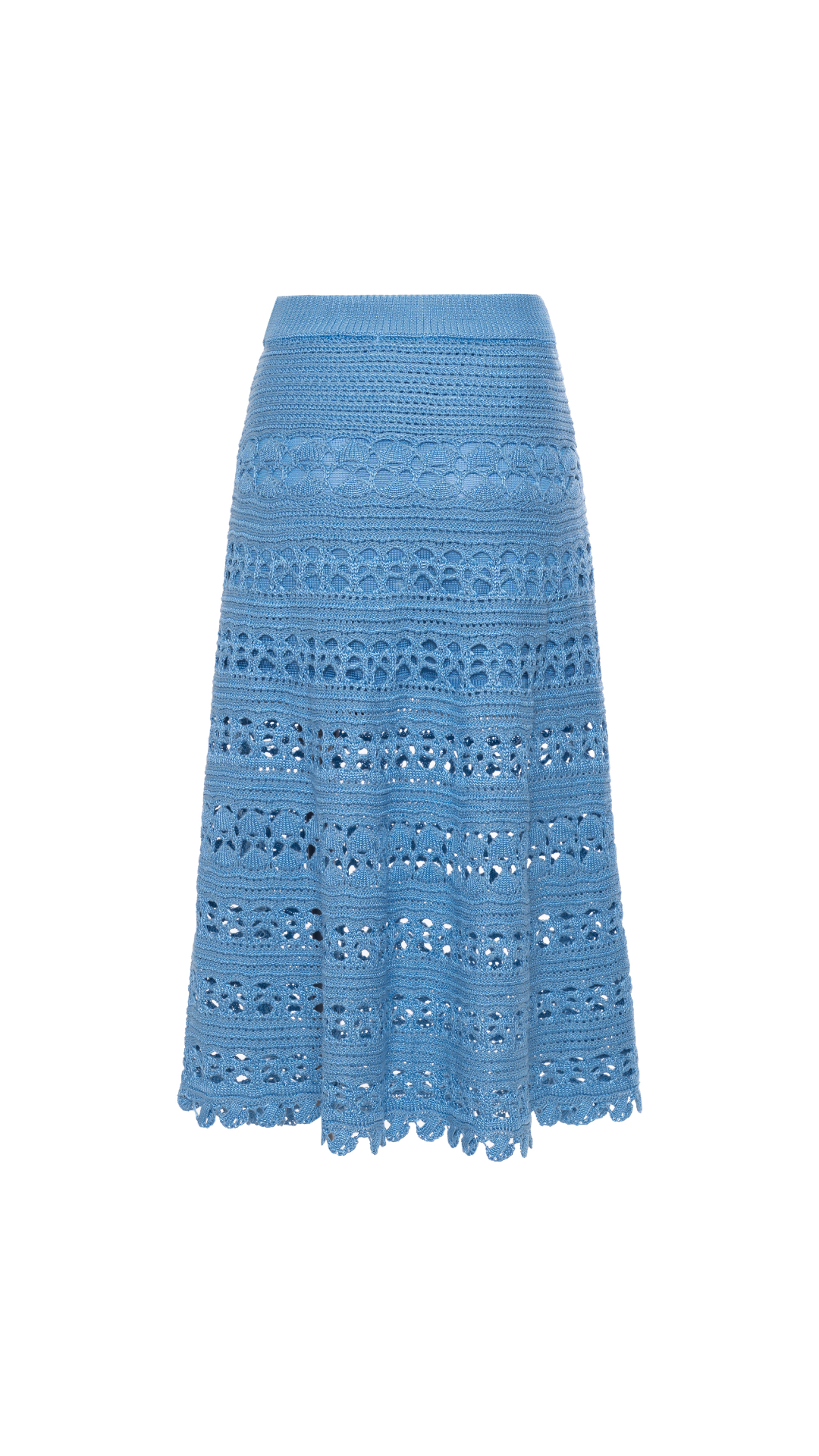 Saia midi rendada de tricot Demi - Dream Blue 