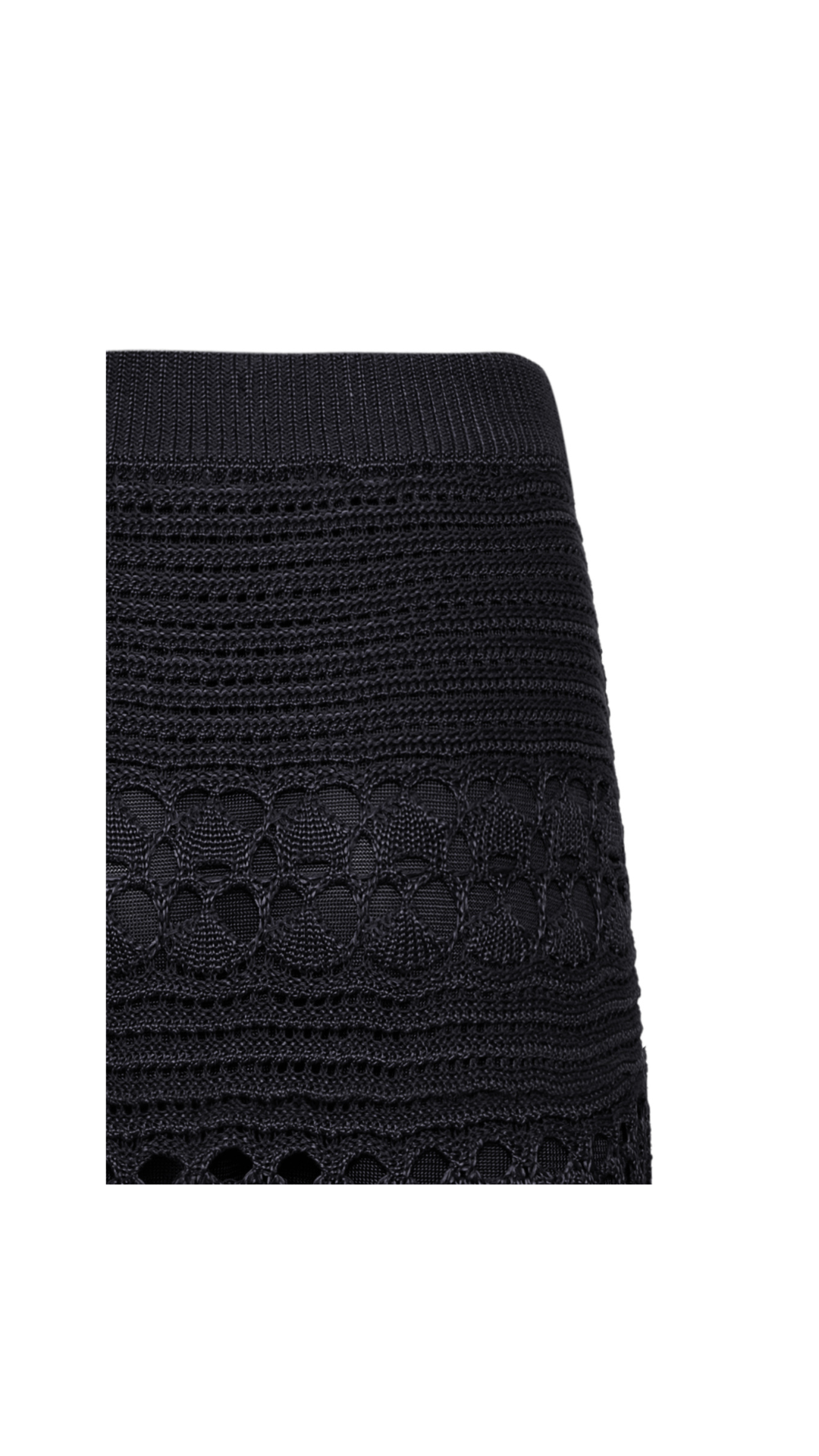 Saia midi rendada de tricot Demi - Preto 