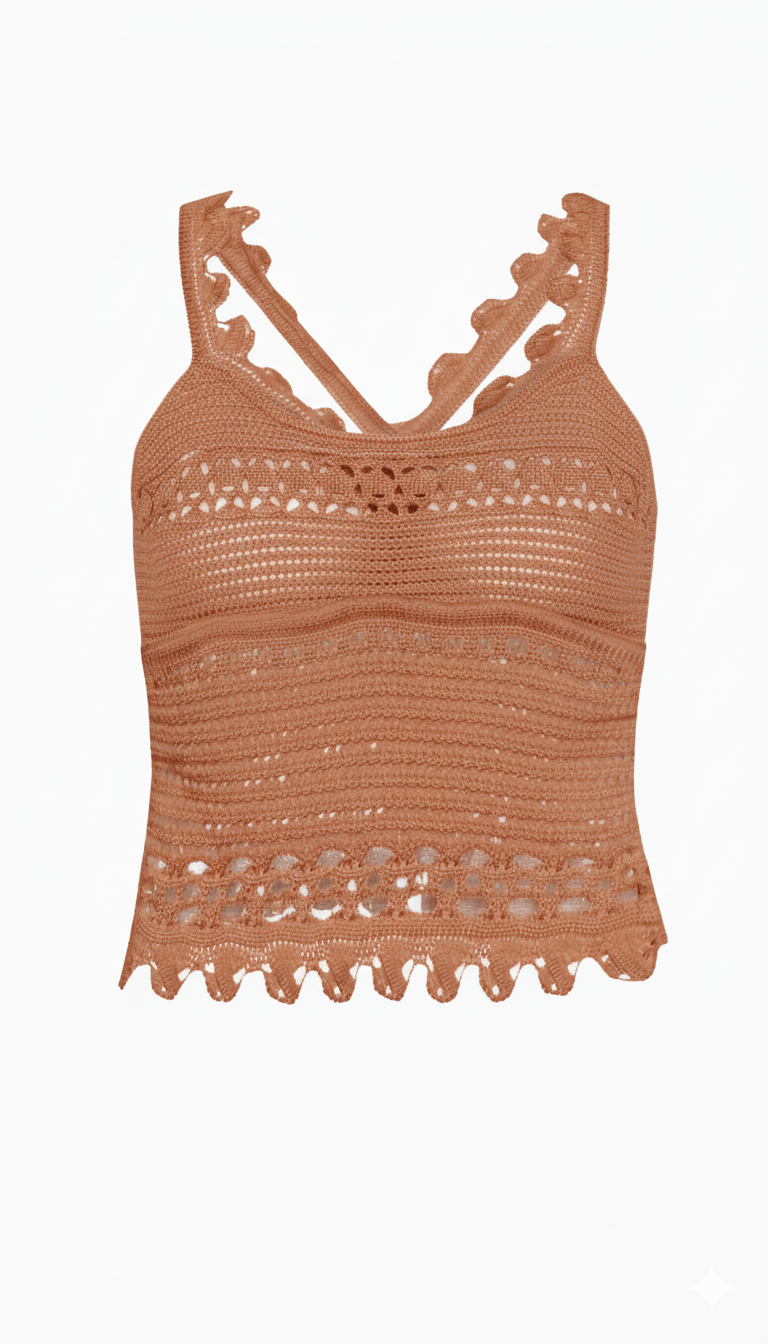 Top rendado de tricot Tina - Mocha Mousse