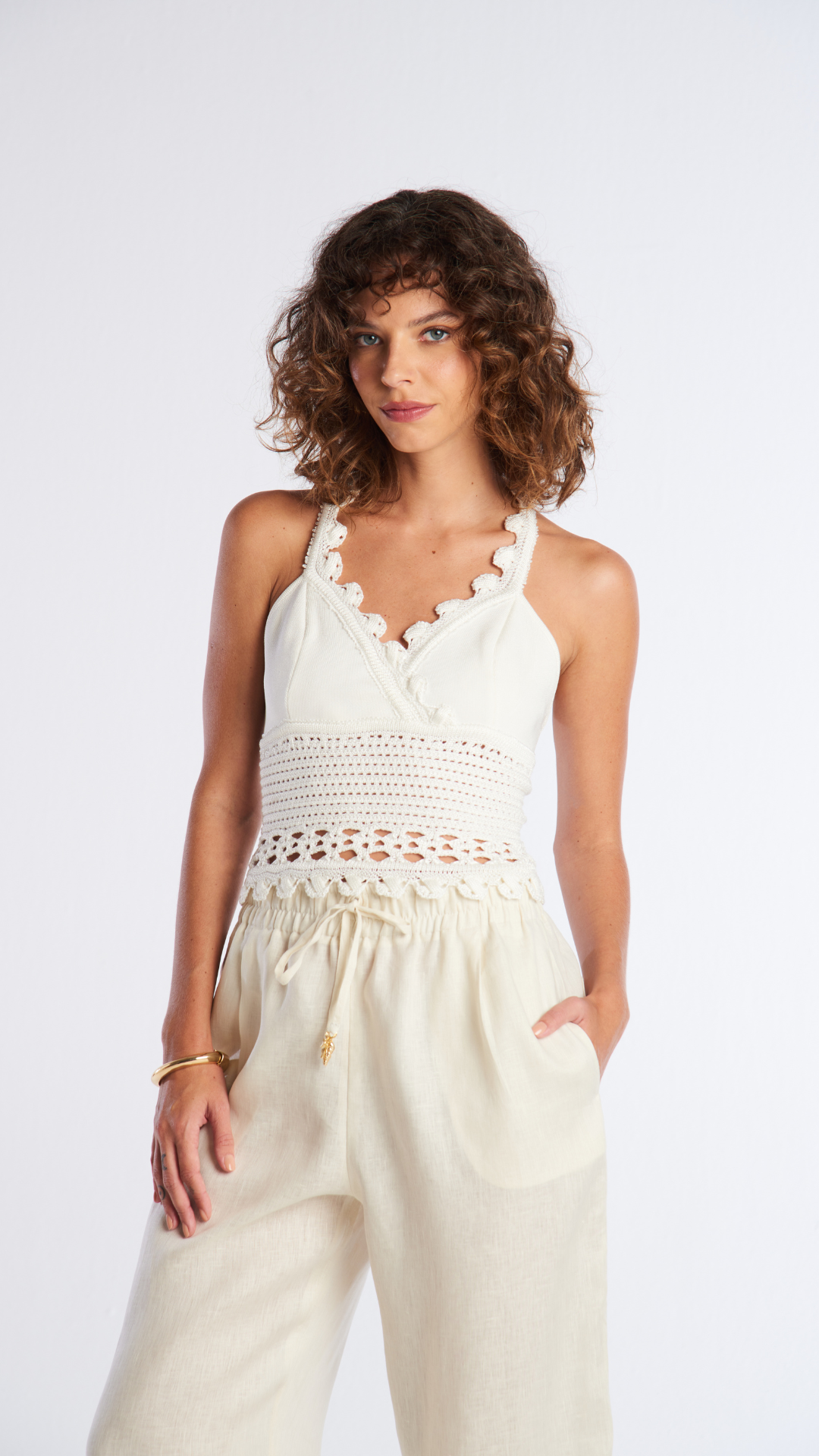Top rendado de tricot Tina - Off White