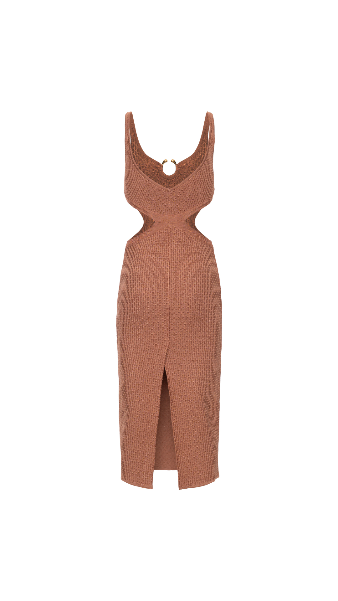 Vestido midi com recorte lateral Elie - Mocha Mousse