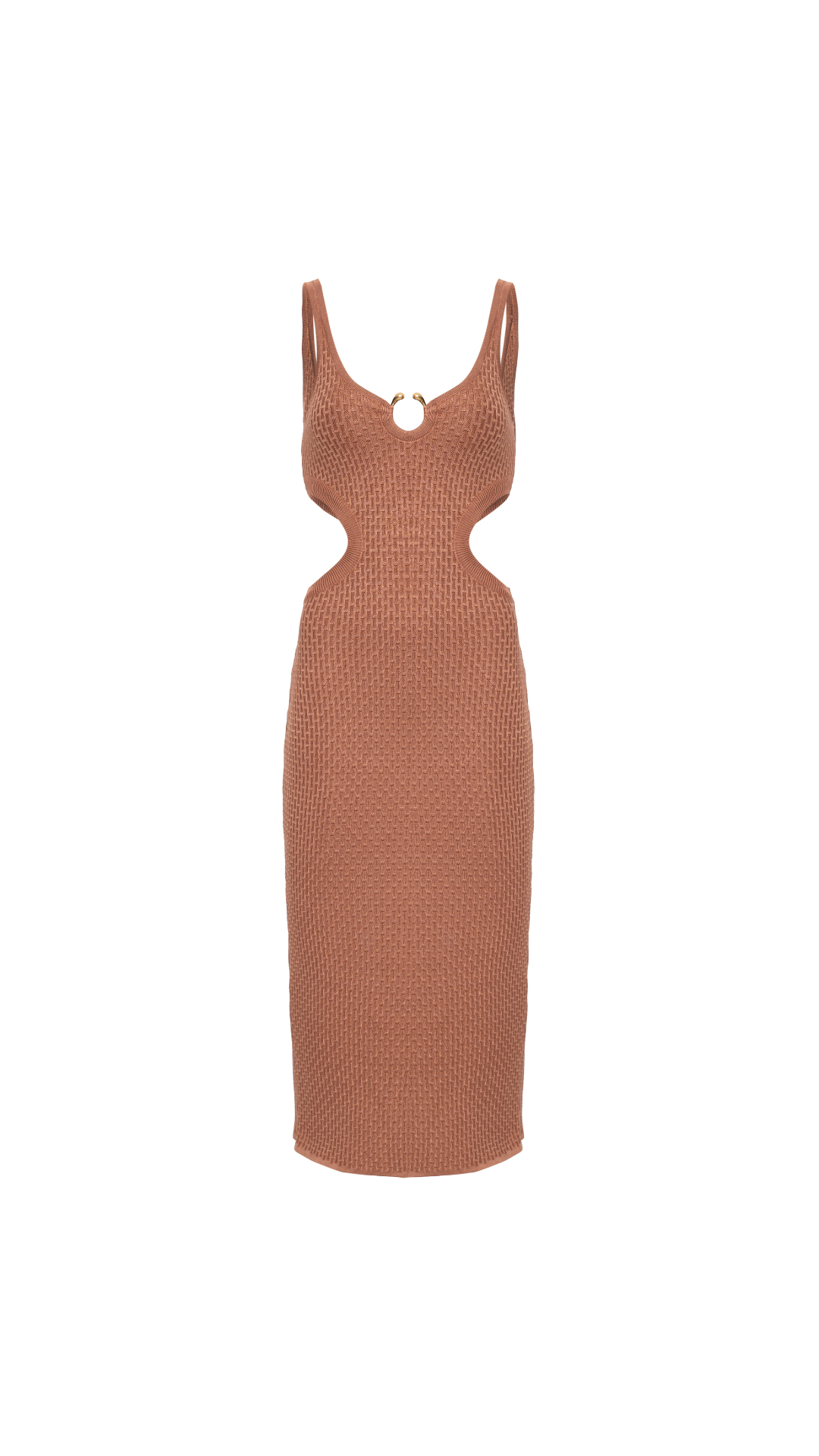 Vestido midi com recorte lateral Elie - Mocha Mousse