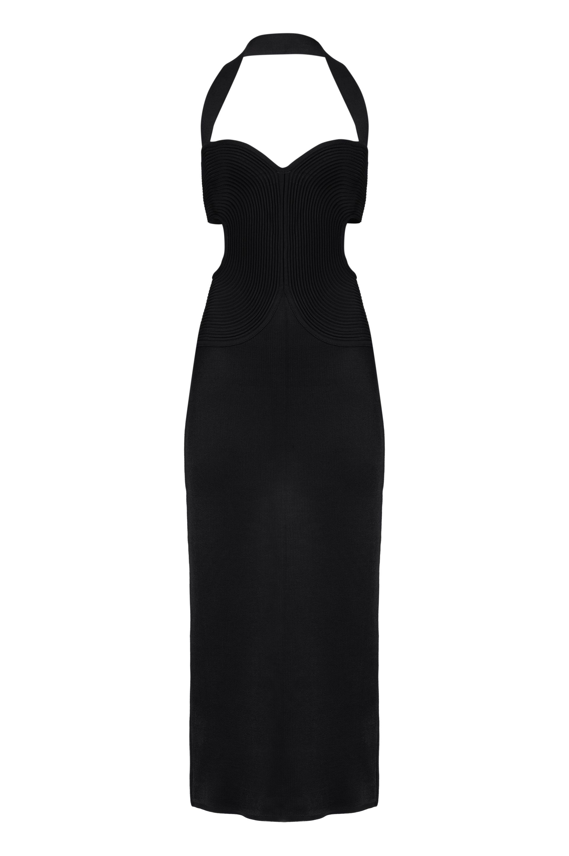Vestido midi com detalhe lateral Renata -  Preto