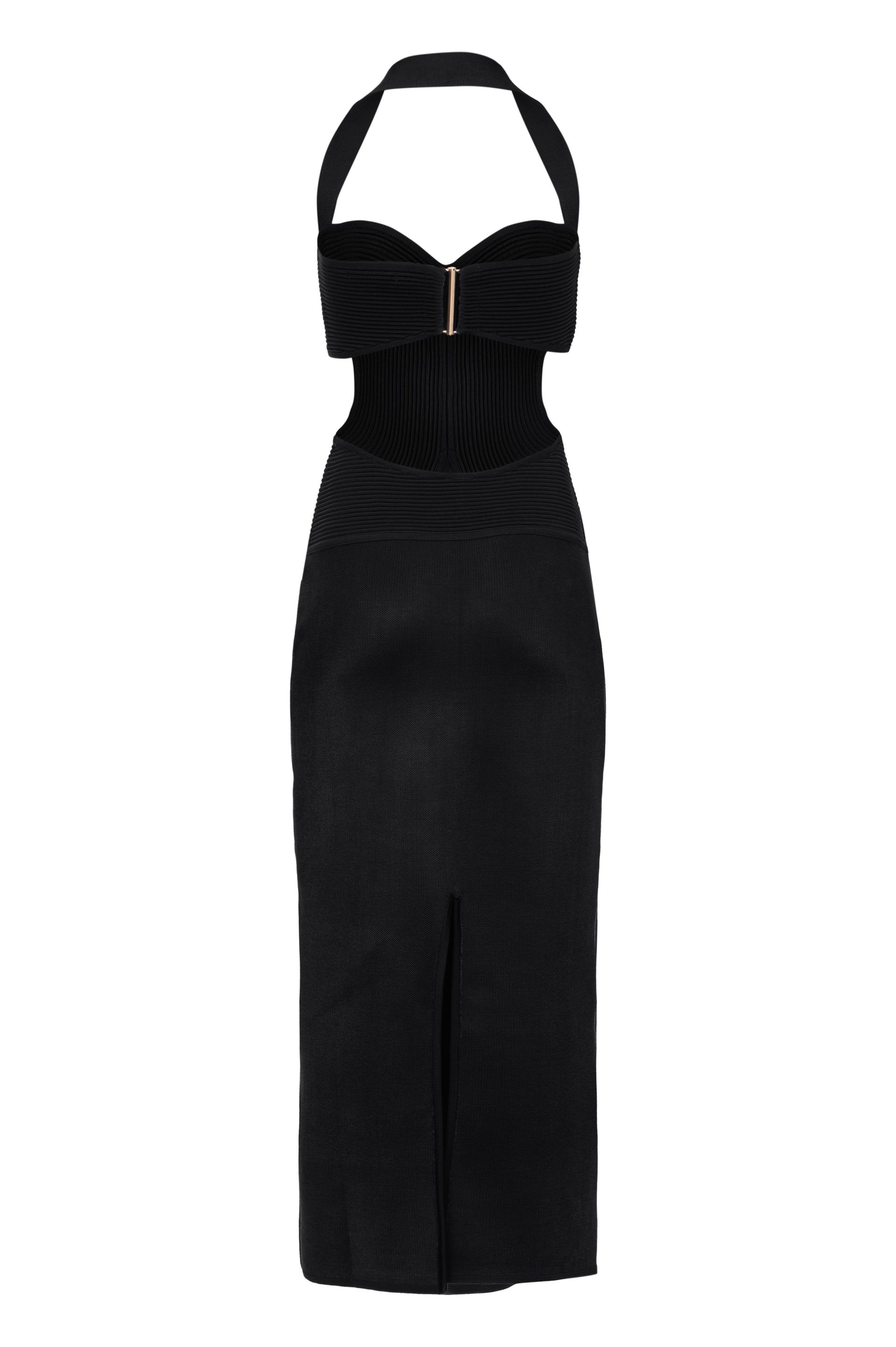Vestido midi com detalhe lateral Renata -  Preto