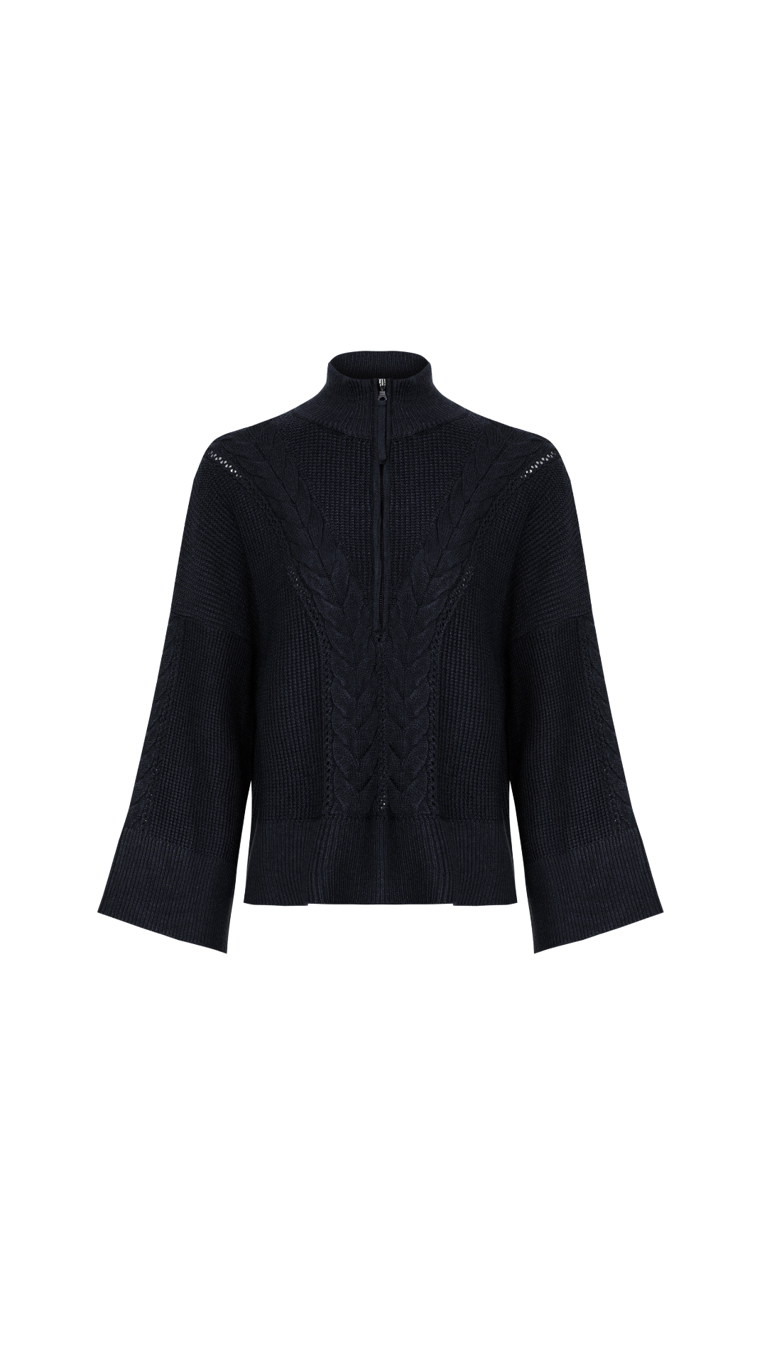 Blusa com tranças e zíper Antônia - Preto