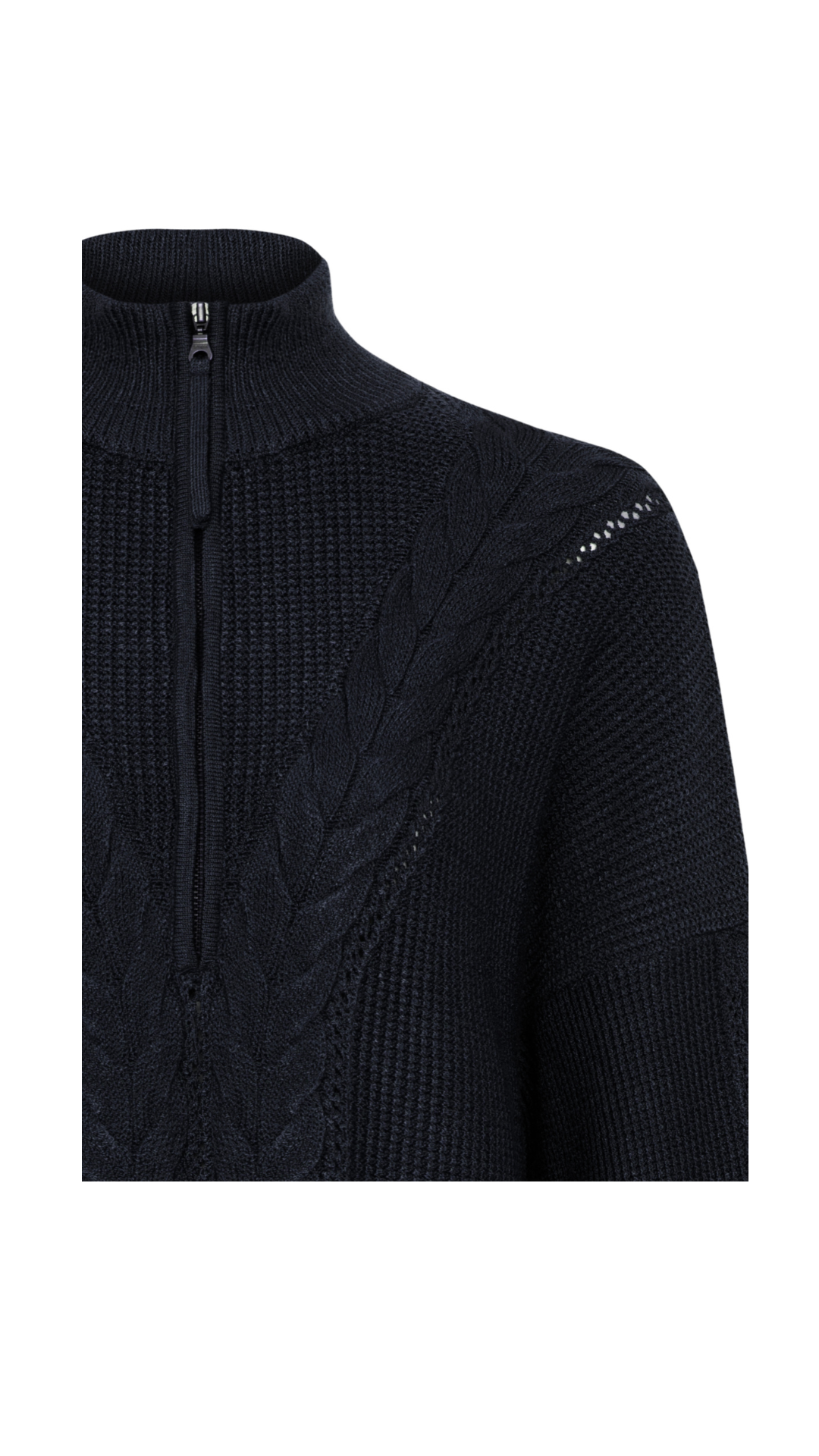 Blusa com tranças e zíper Antônia - Preto