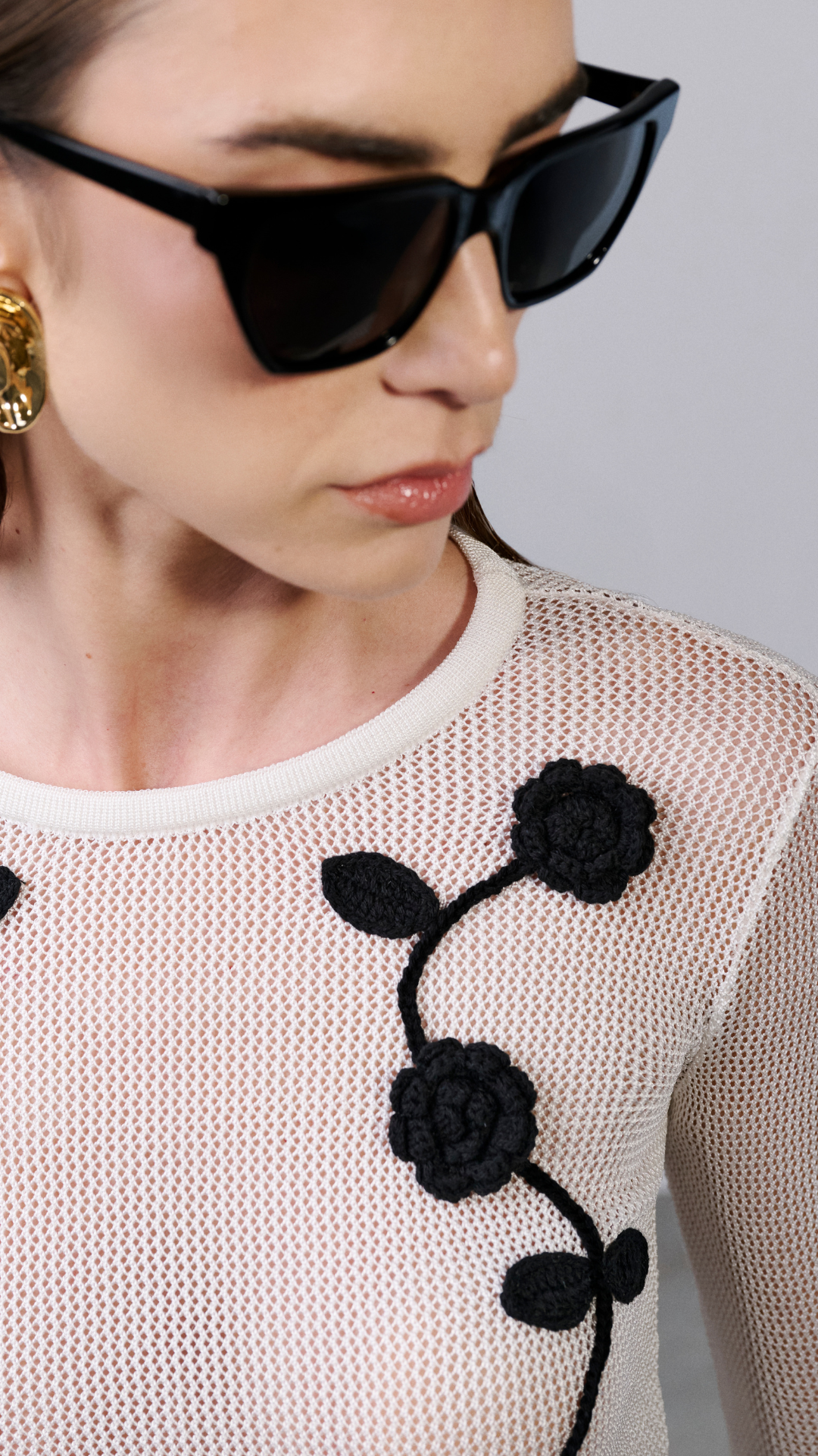 Blusa bordada de flor Taylor - Off White