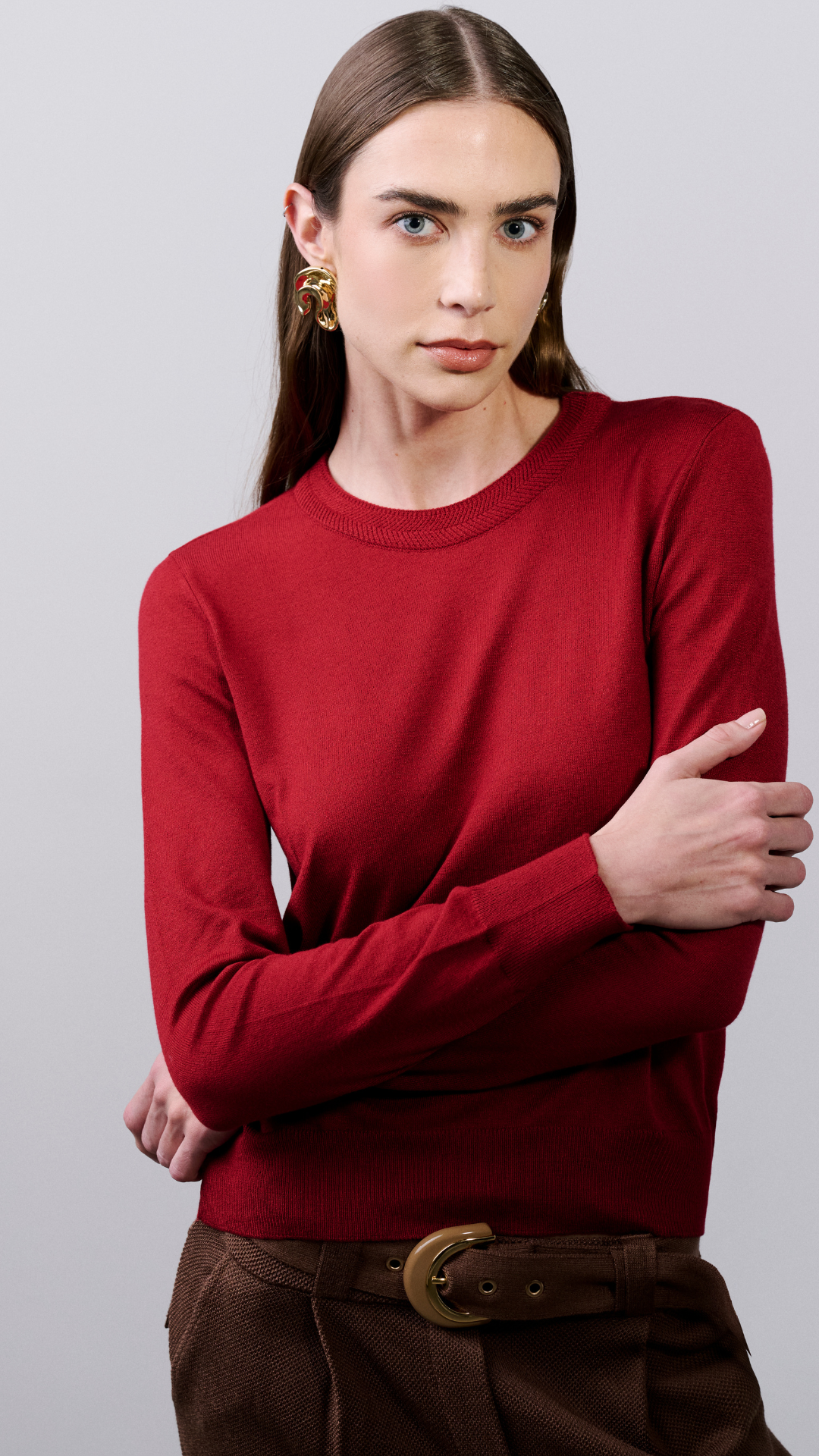 Blusa gola redonda Stella - Cranberry 