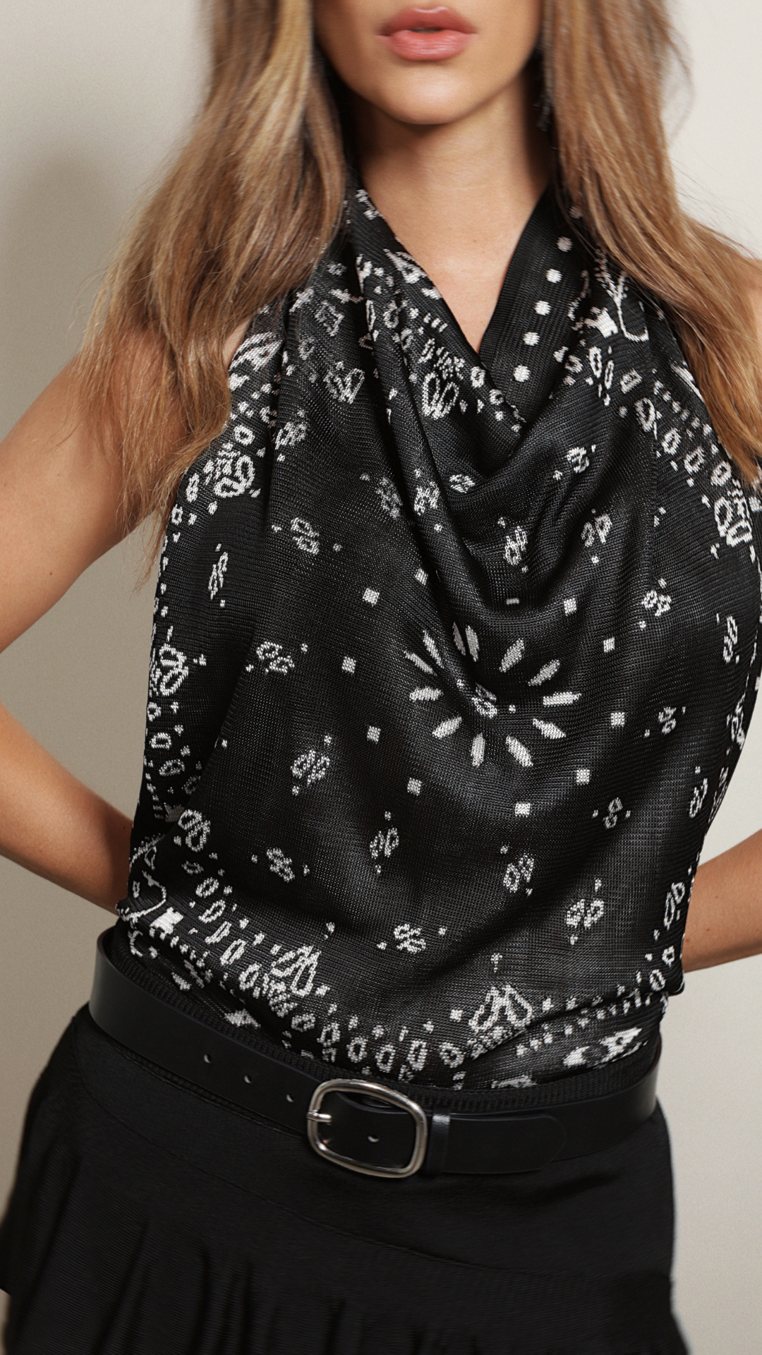 Bandana Isadora - Preto e Off White