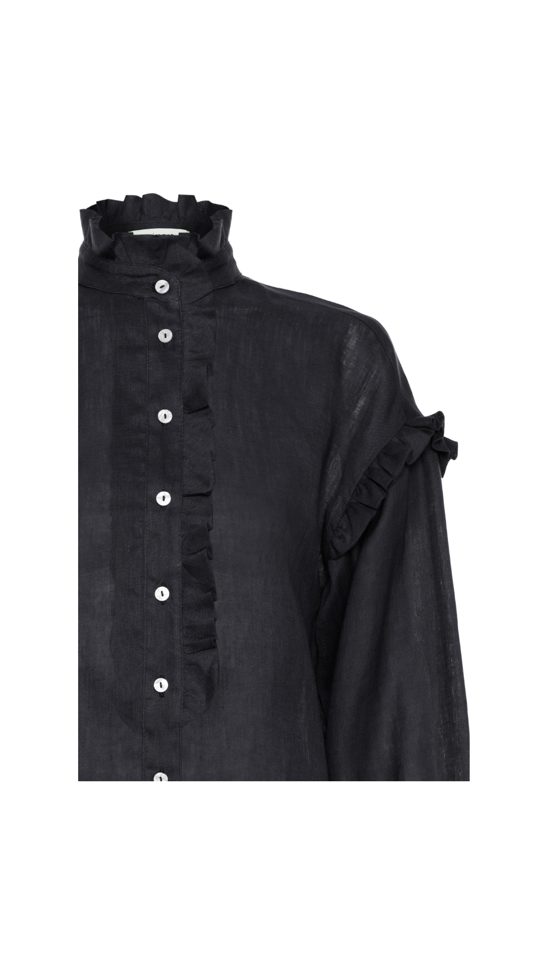 Camisa com babado linho Grazi - Preto 