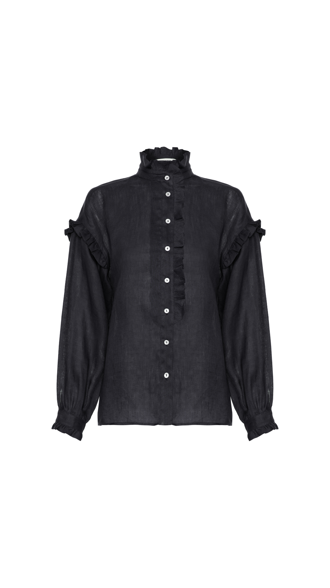 Camisa com babado linho Grazi - Preto 