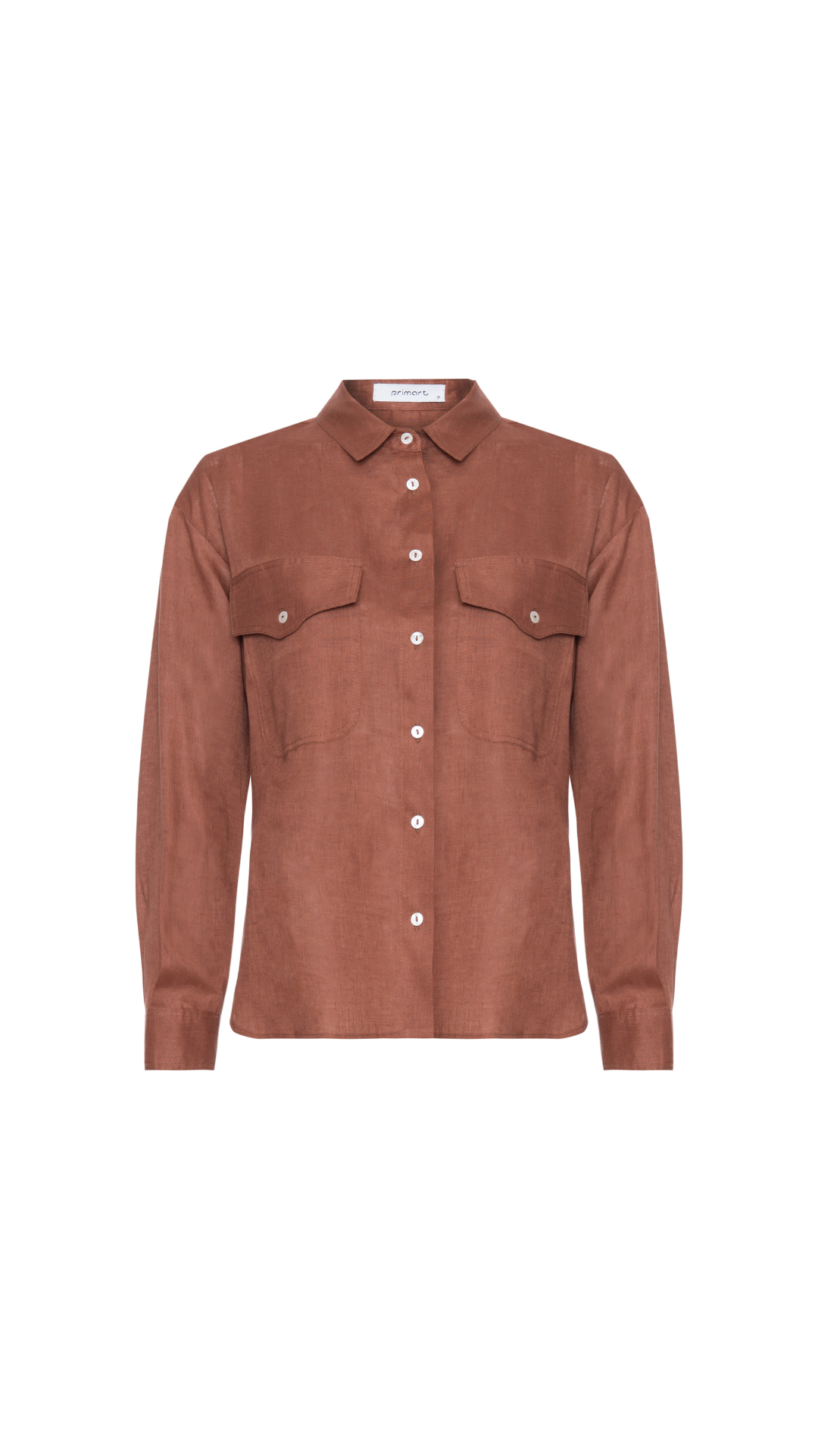 Camisa com bolsos de linho Jordana - Caramel  Café
