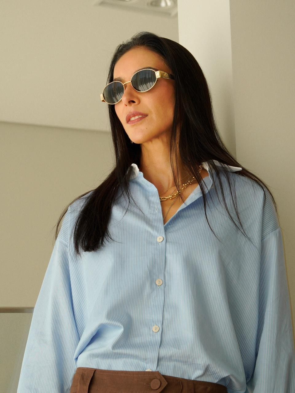 Camisa algodão Daisy - Pacific Blue