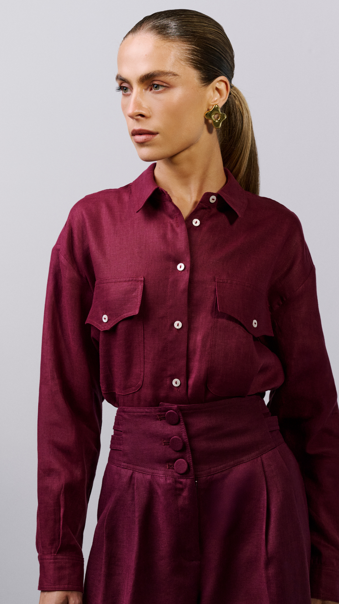 Camisa com bolsos de linho Jordana - Figo