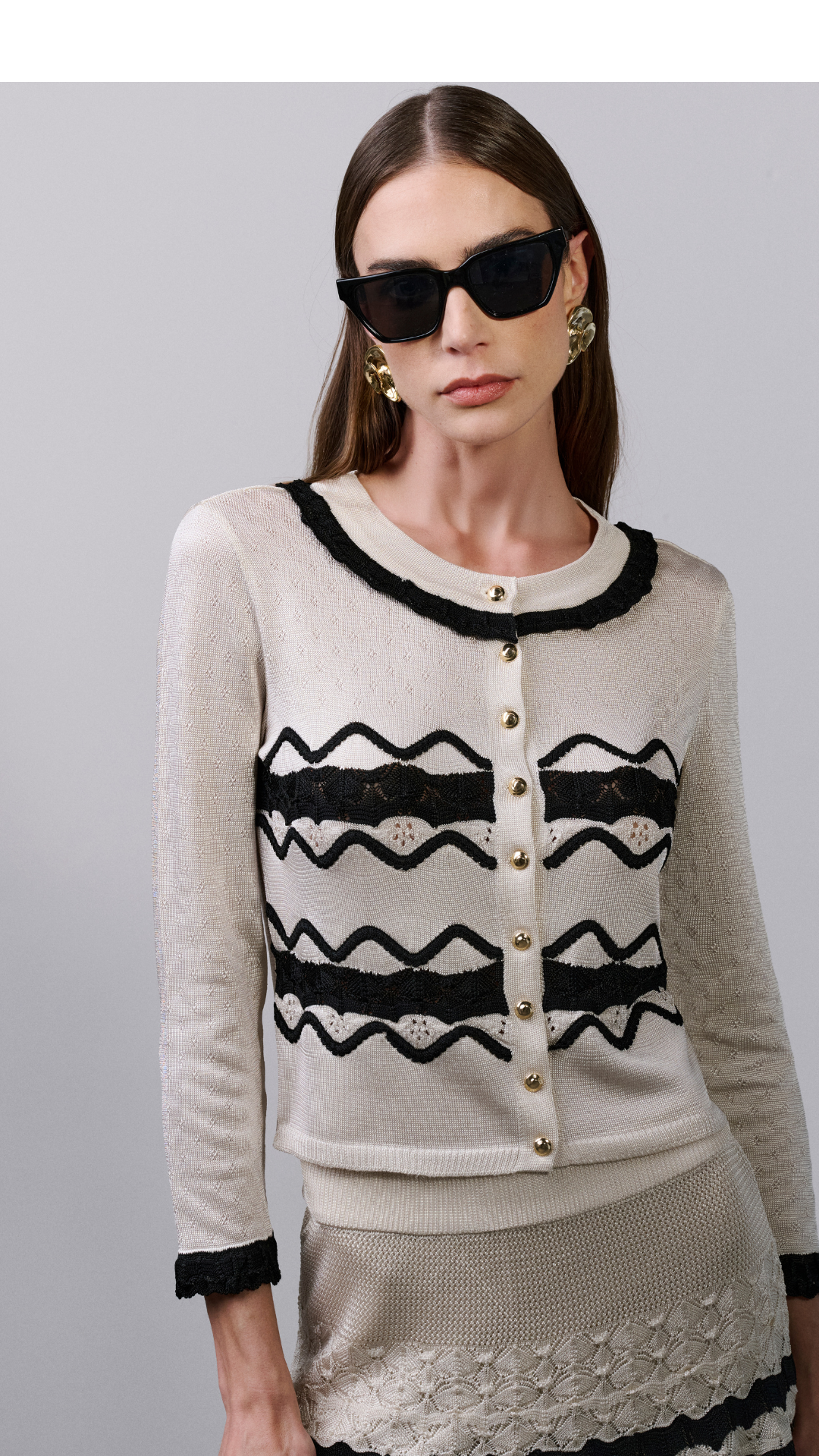 Cardigan babados Eloise - Champagne 
