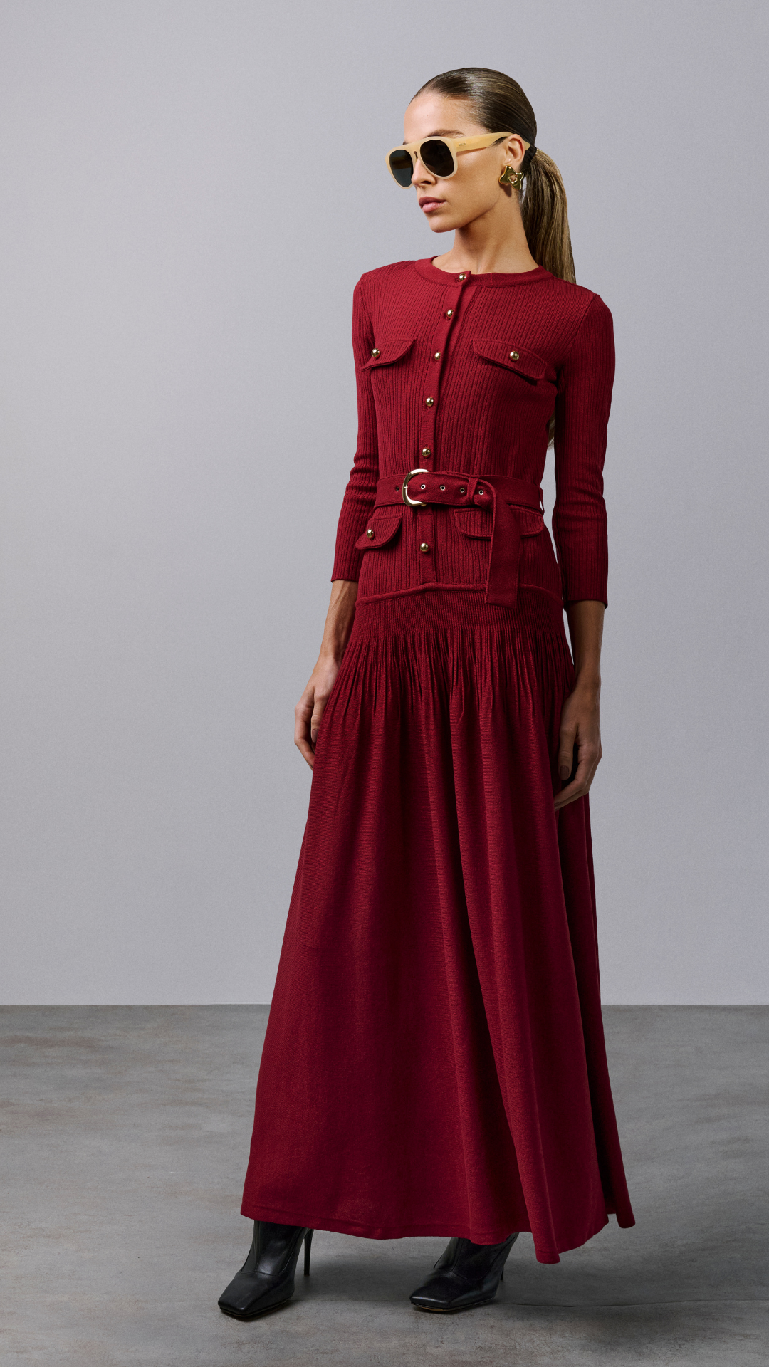 Vestido com botões Tina - Cranberry 