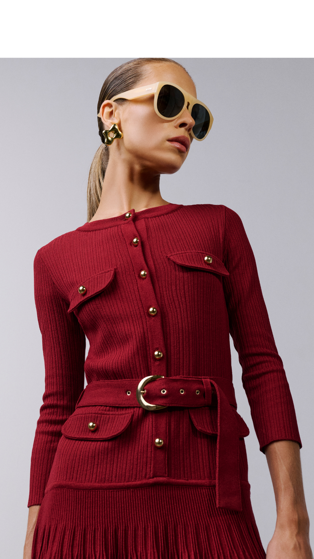 Vestido com botões Tina - Cranberry 