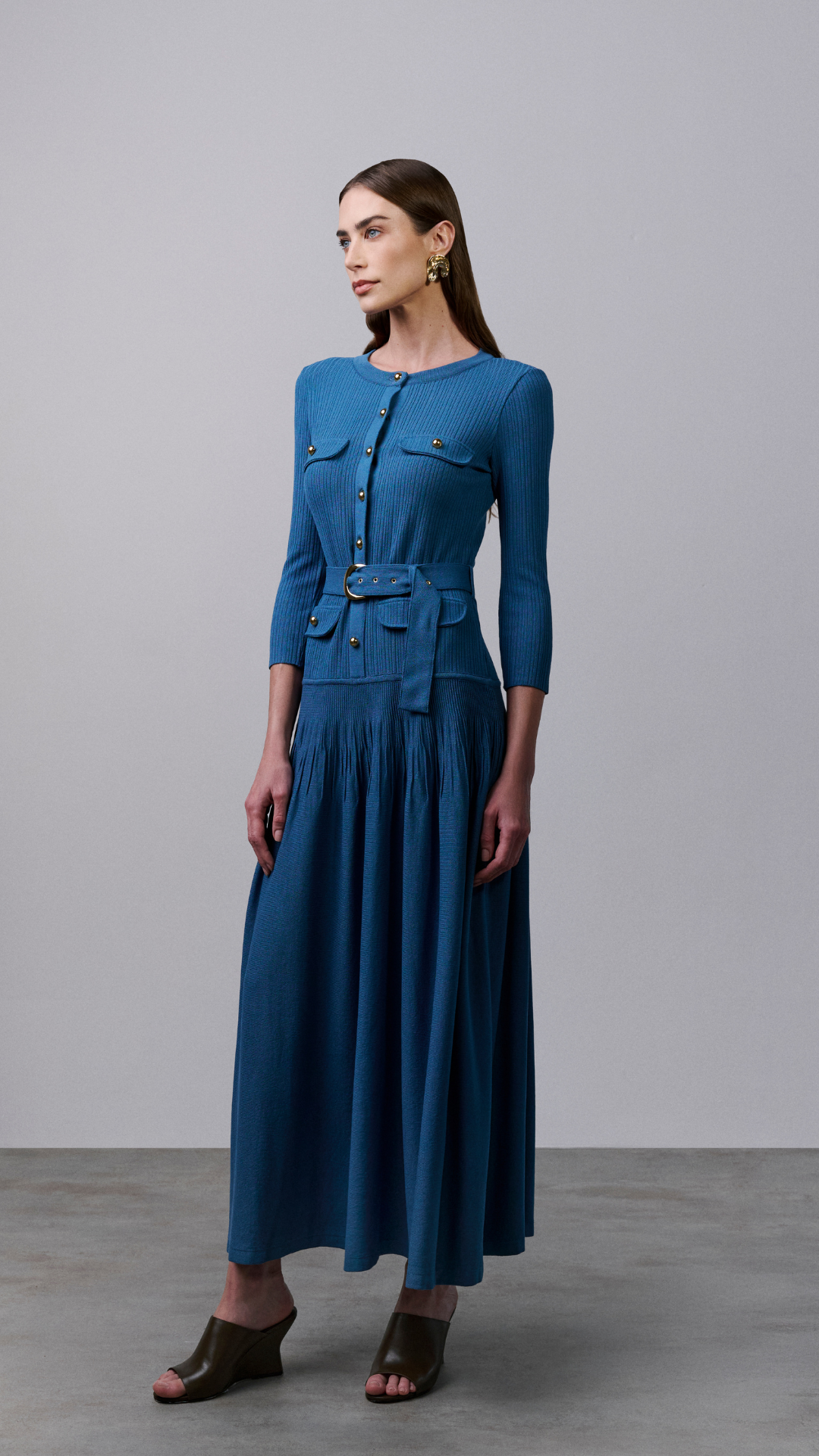 Vestido com botões Tina - Steal Blue 
