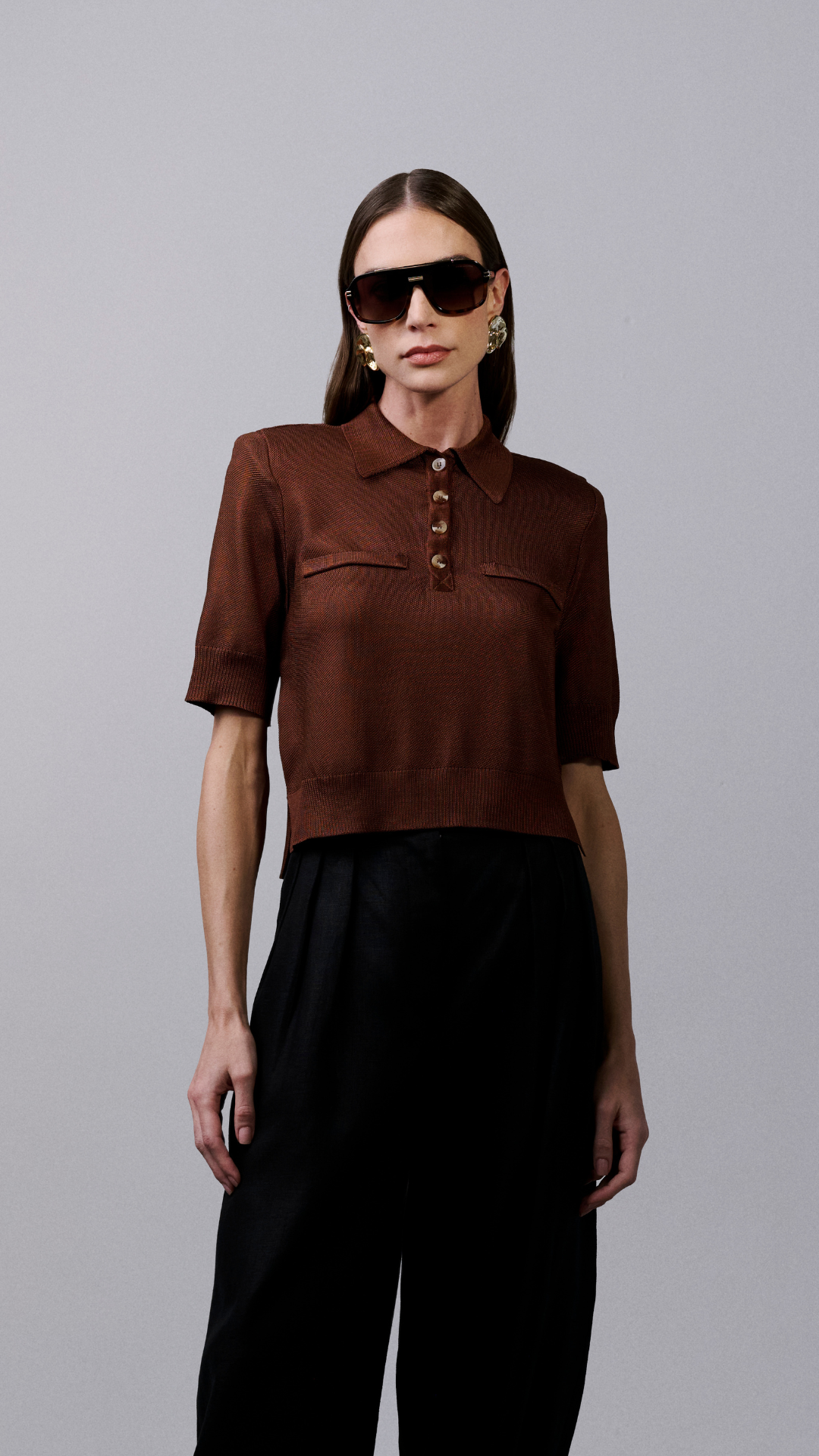 Blusa polo Alex - Chocolate Quente