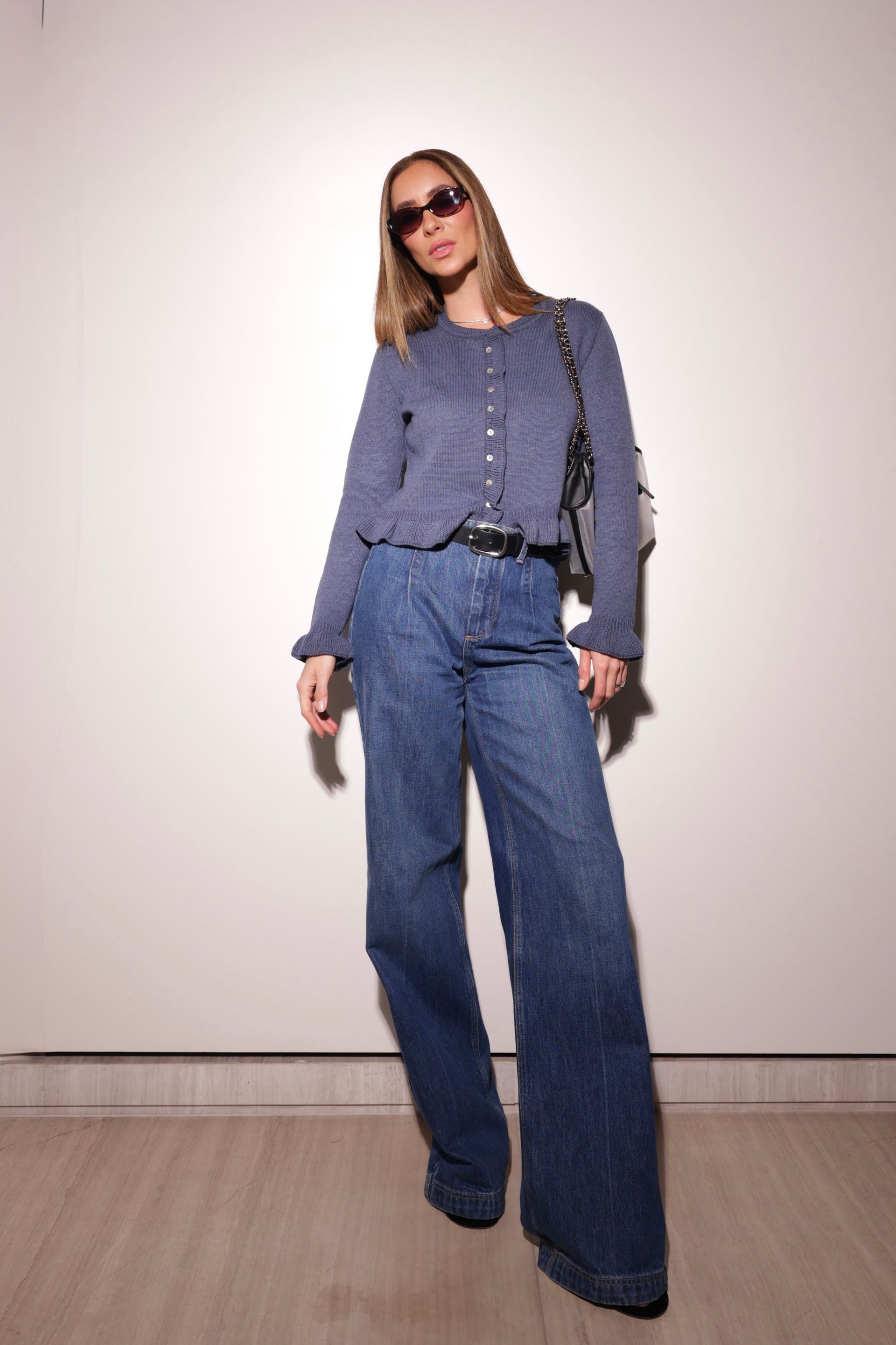 Cardigan babados na barra Mia - Navy 