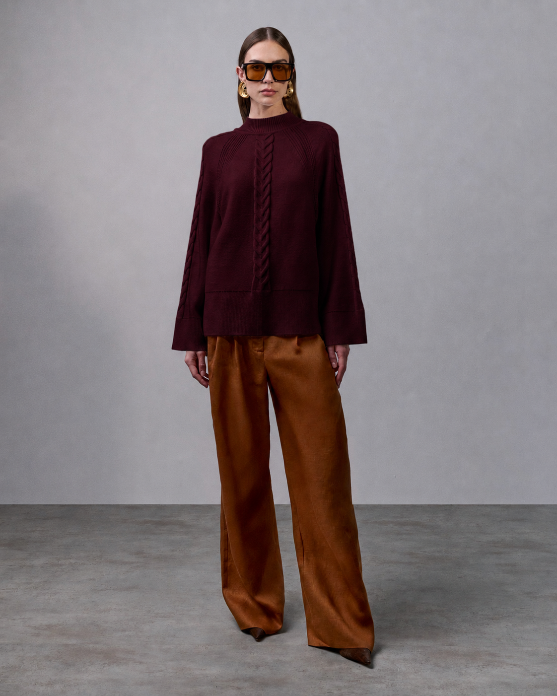 Blusa de trança Harper - Vino