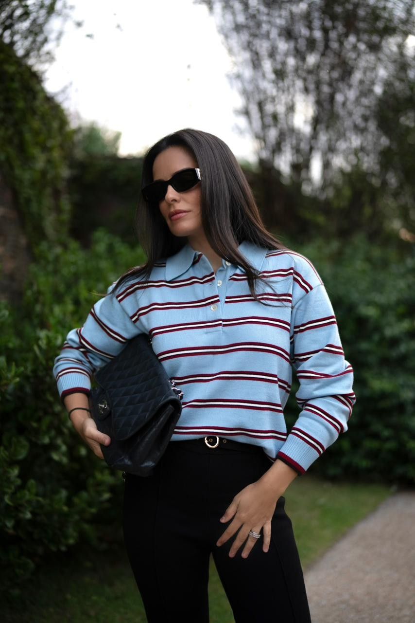 Blusa listrada Kendal - Vintage Blue 
