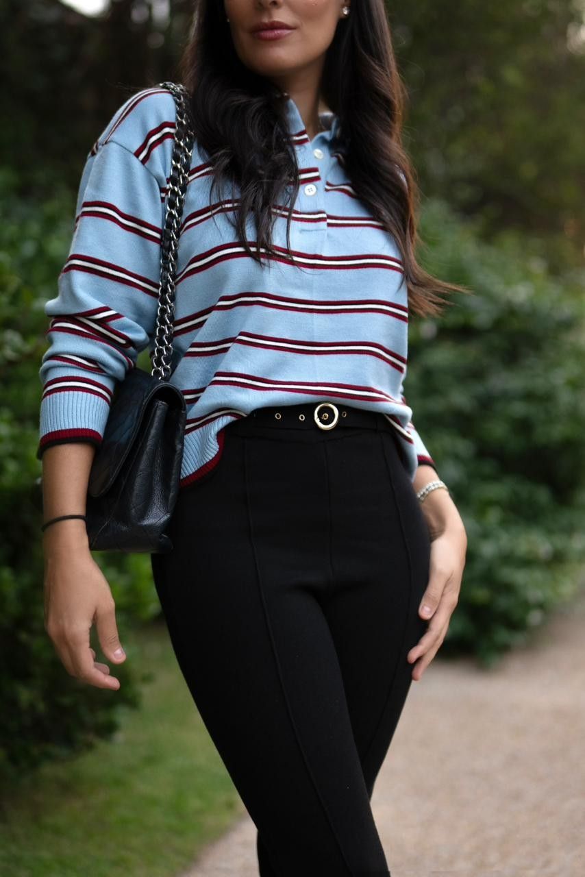Blusa listrada Kendal - Vintage Blue 