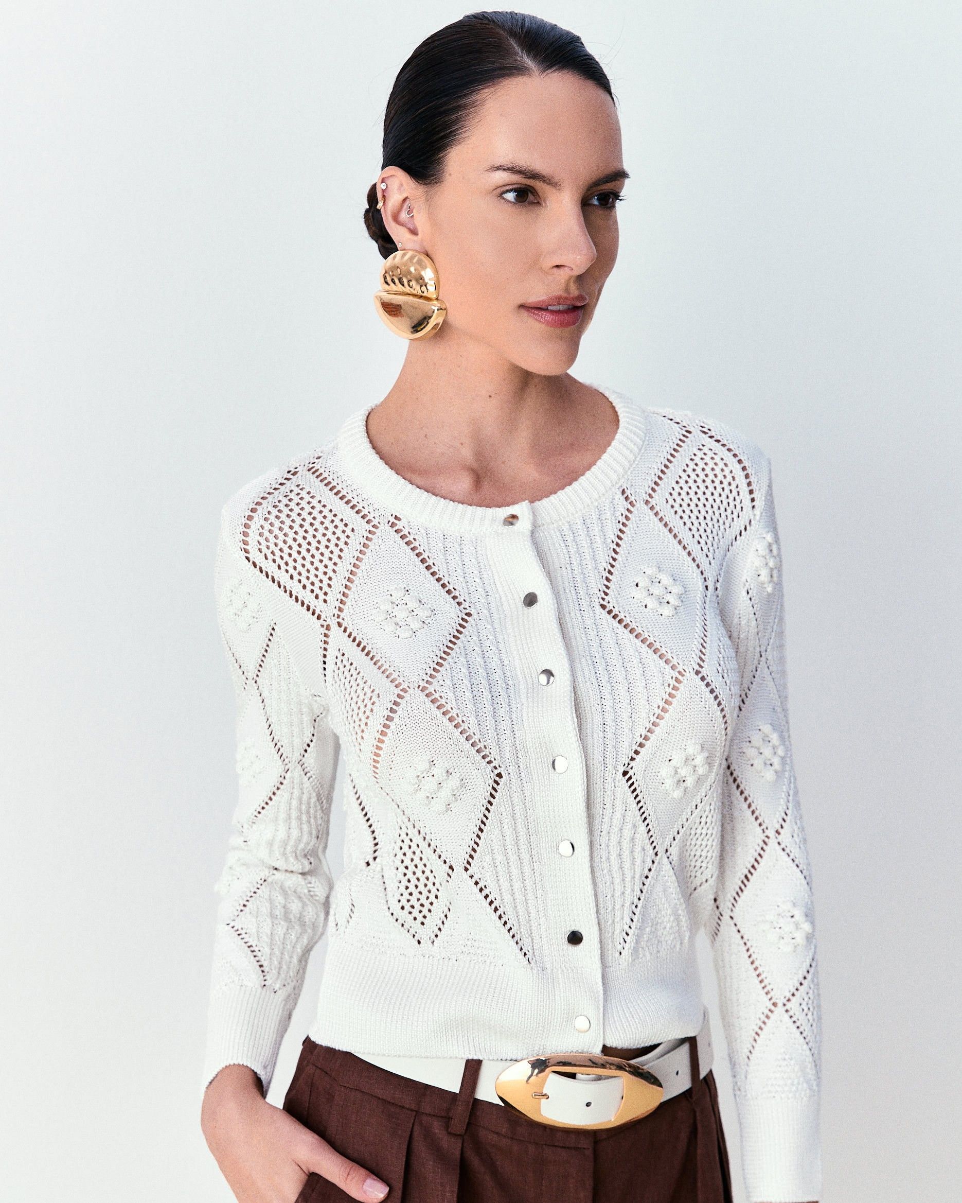 Cardigan rendado Marina - Off White