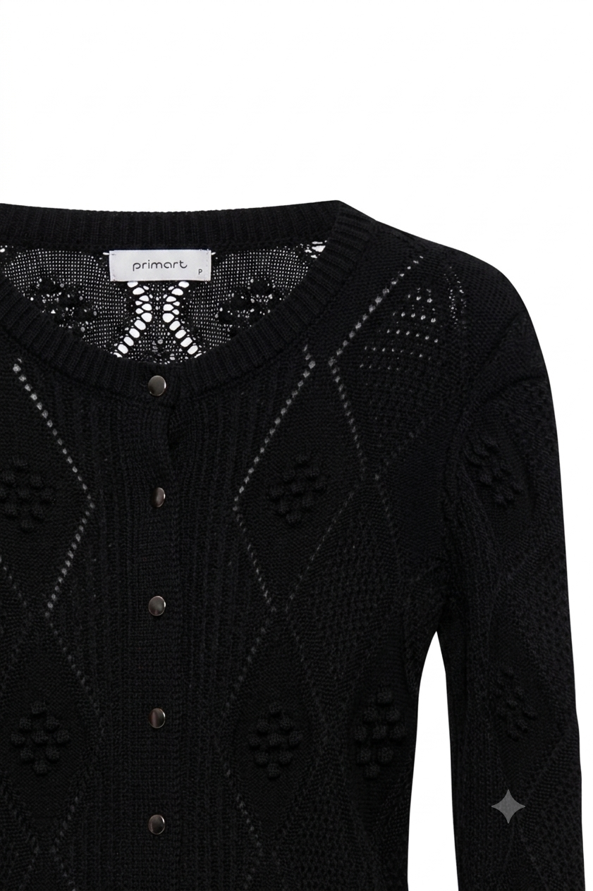 Cardigan rendado Marina - Preto