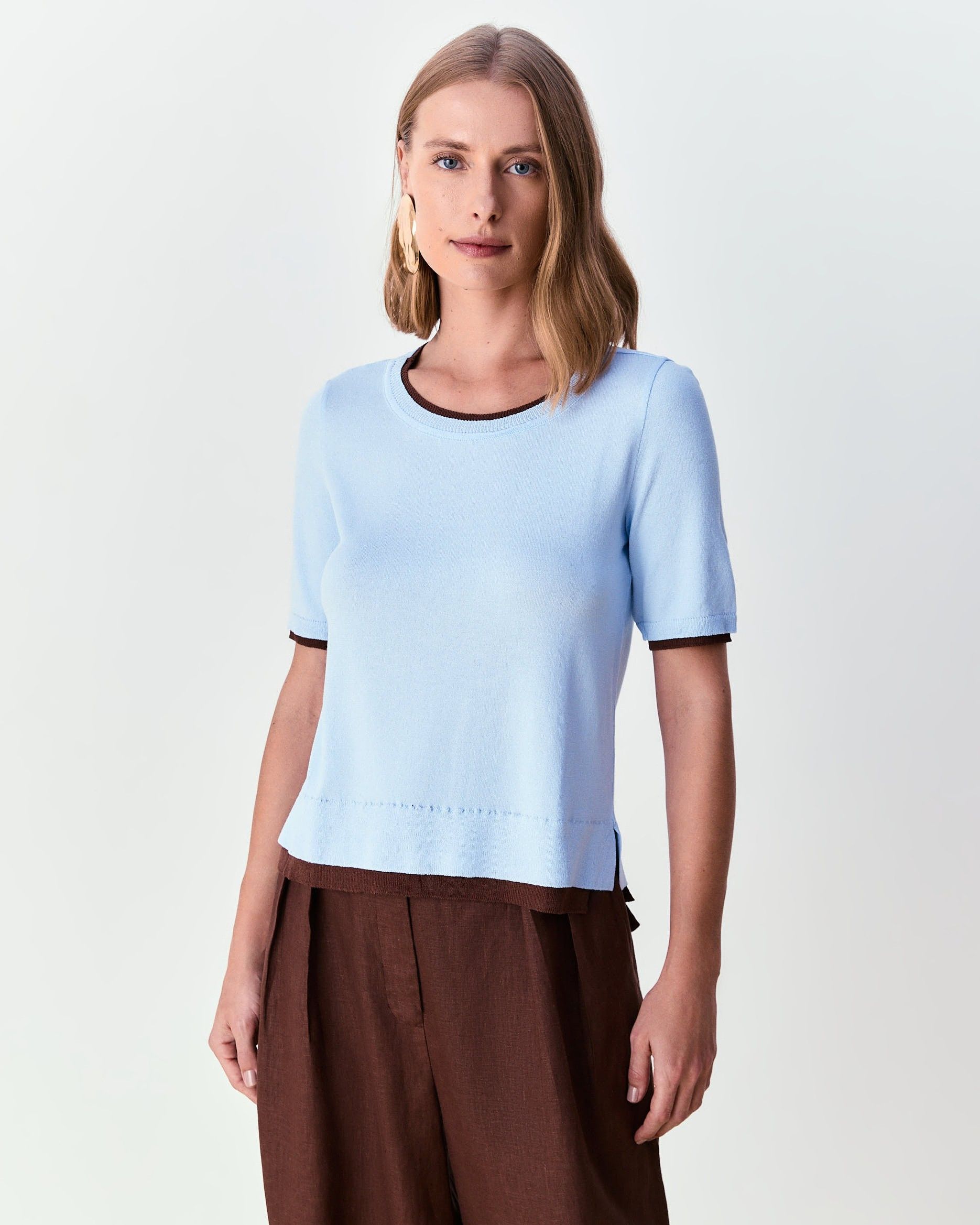 Blusa Maya - Sky Blue/Expresso