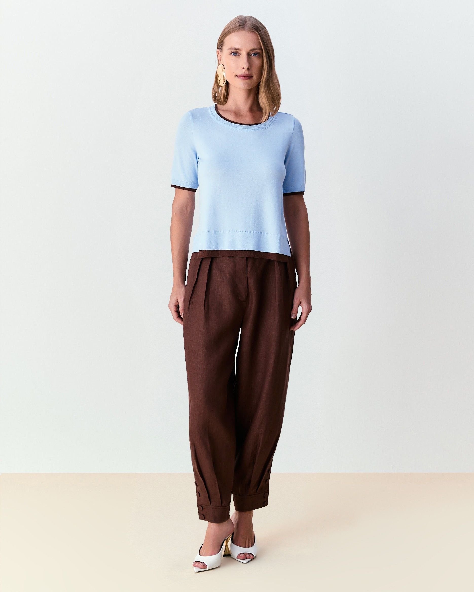 Blusa Maya - Sky Blue/Expresso
