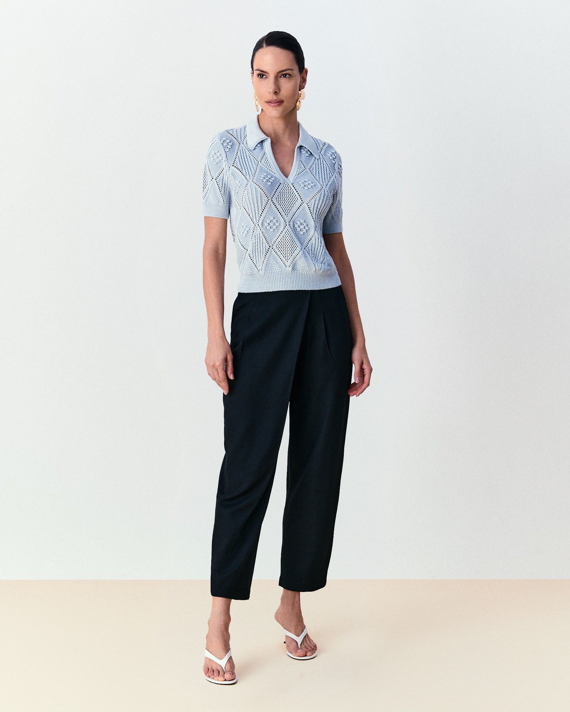 Blusa rendado polo Marta - Ice Blue