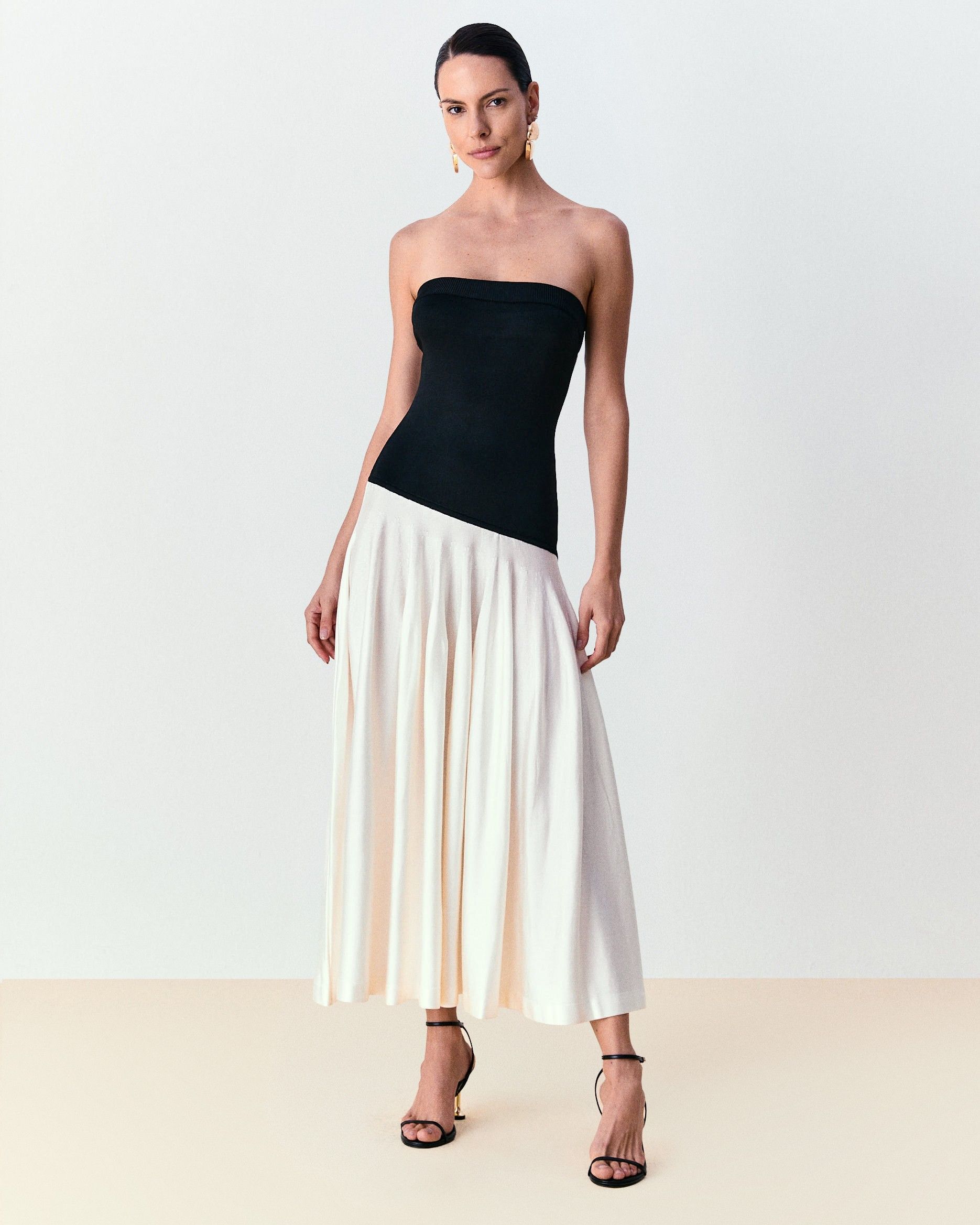 Vestido duas cores Margot - Preto e Off White