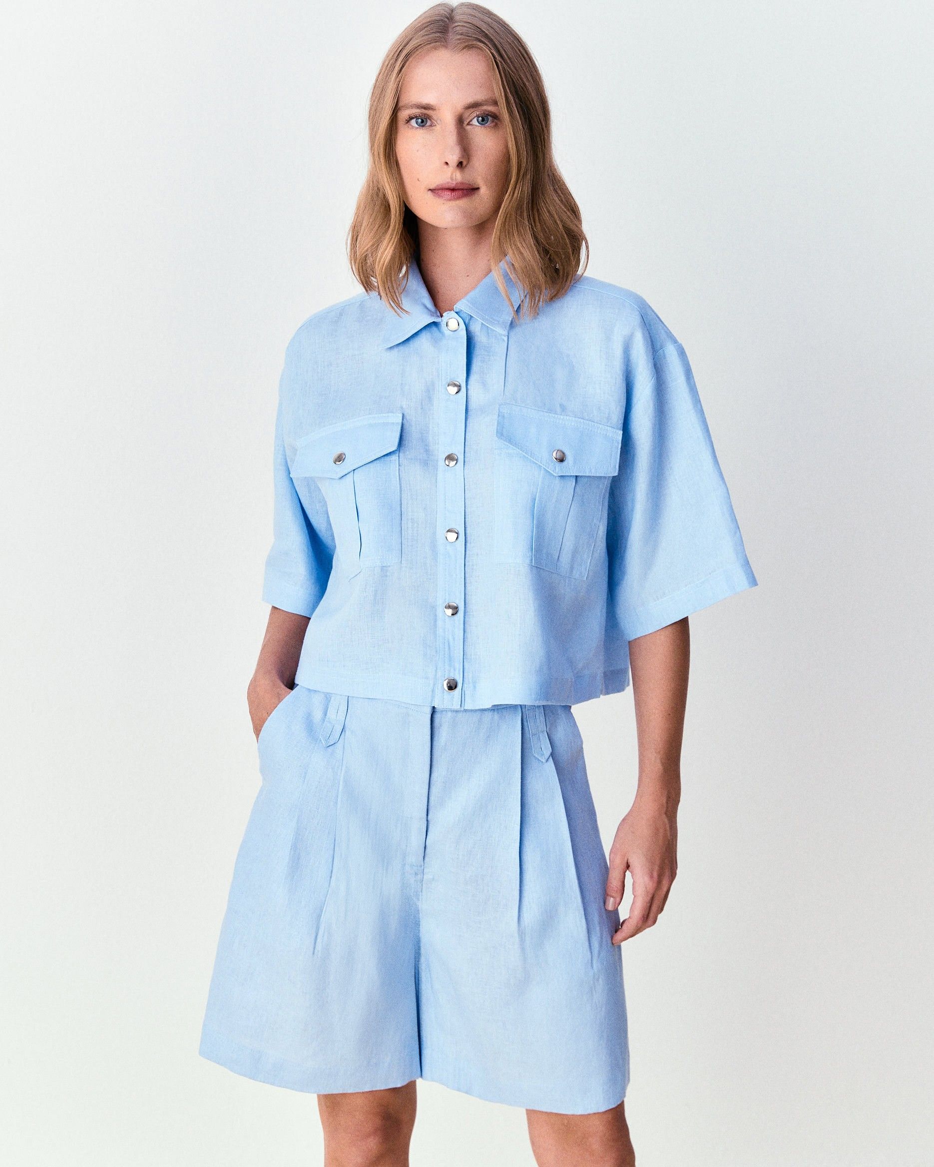 Camisa de linho Brenda - Ice Blue
