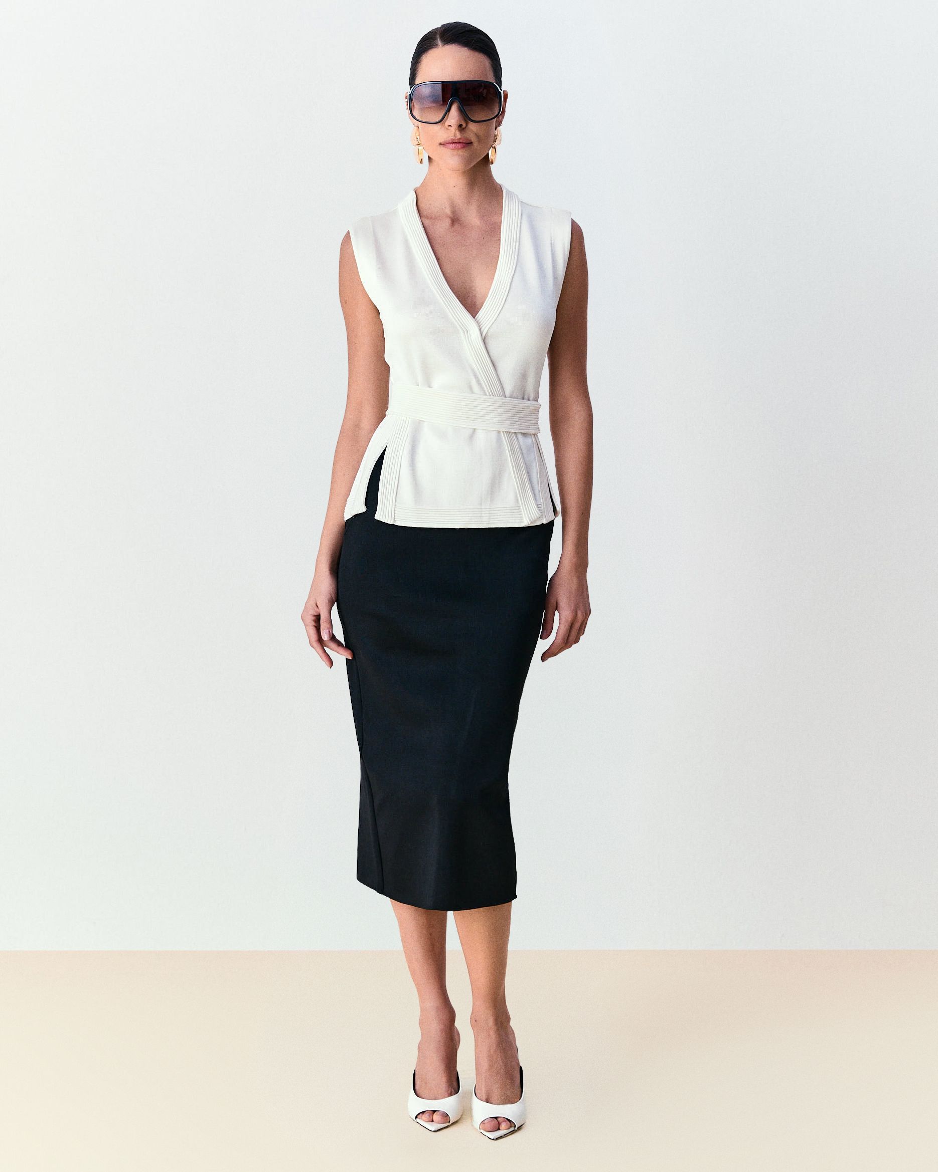 Blusa com cinto Denise - Off White