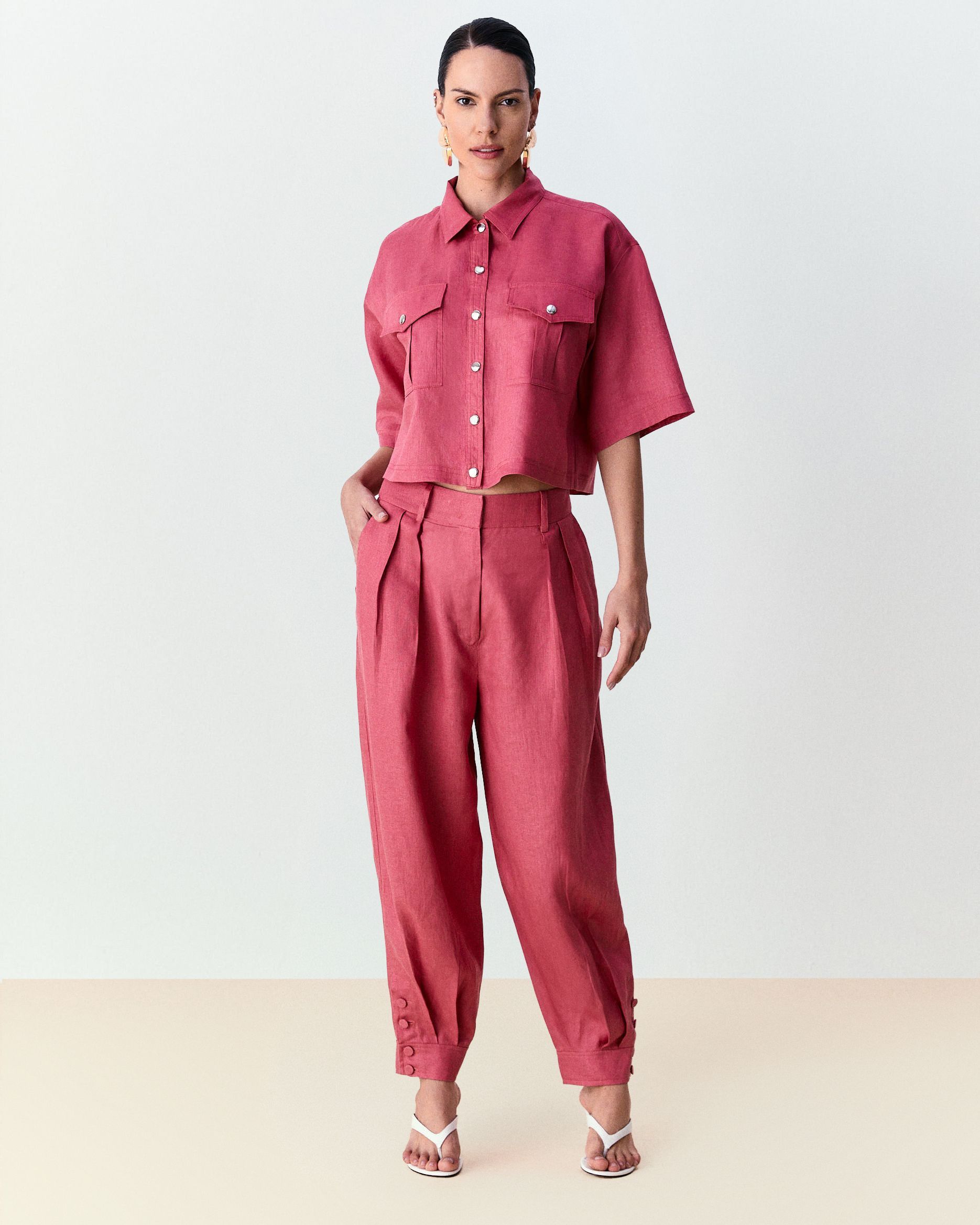 Calça de linho Janaina - Rosa Kiraz