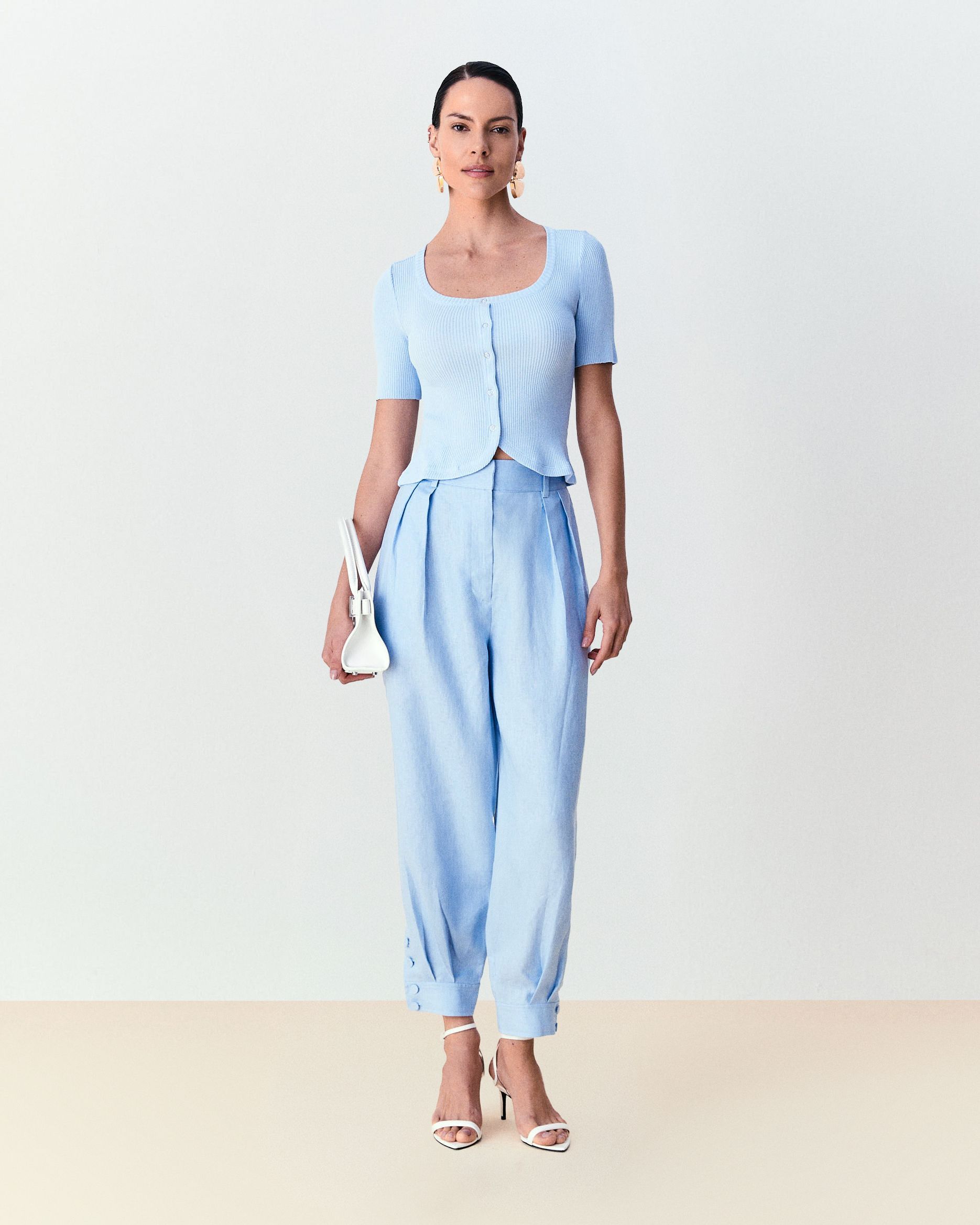 Calça de linho Janaina - Ice Blue