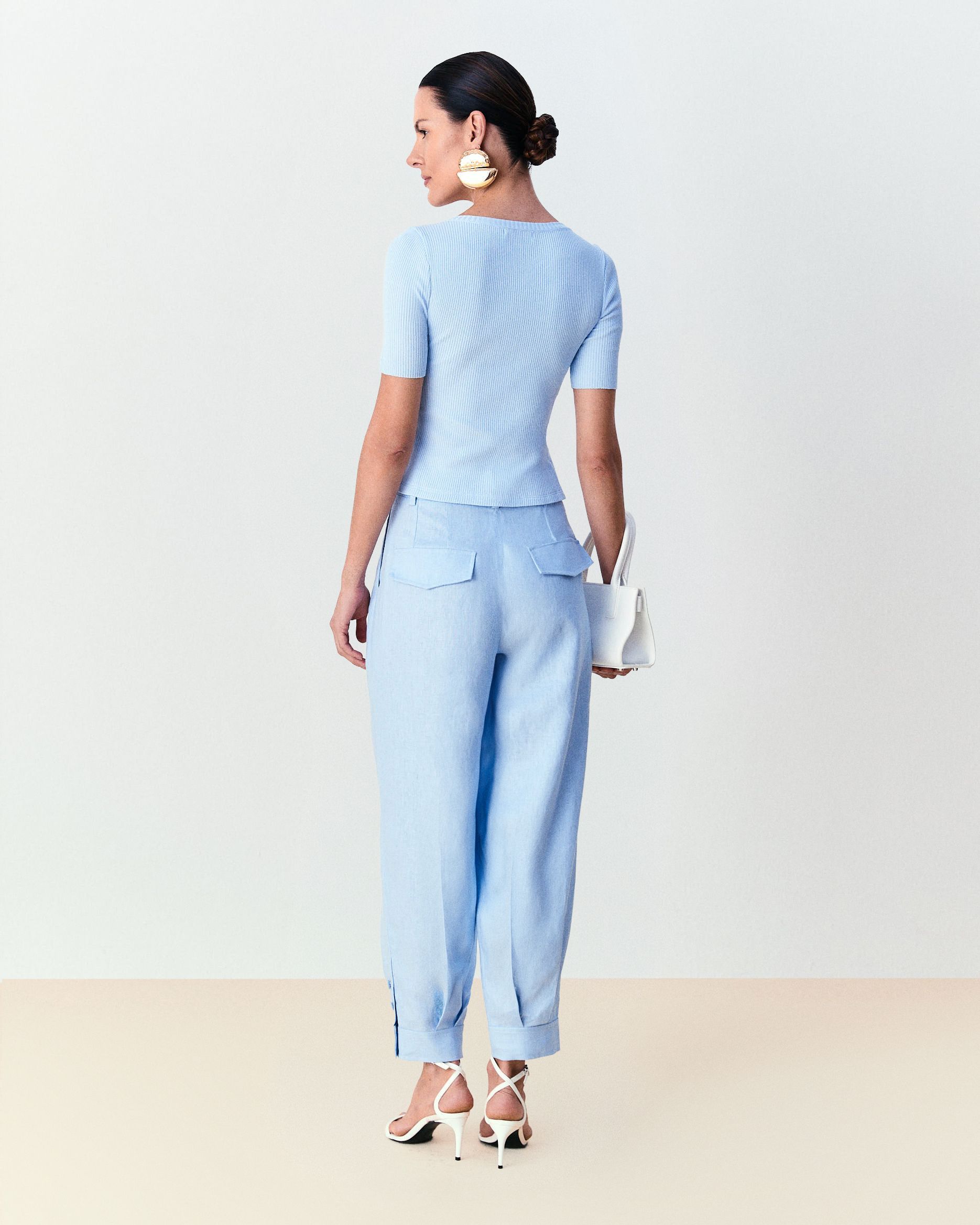 Calça de linho Janaina - Ice Blue