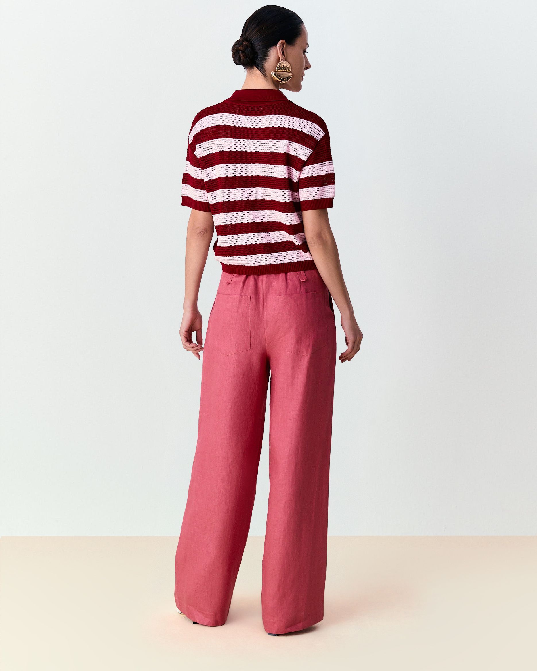 Calça pantalona de linho Elisabete  - Rosa Kiraz