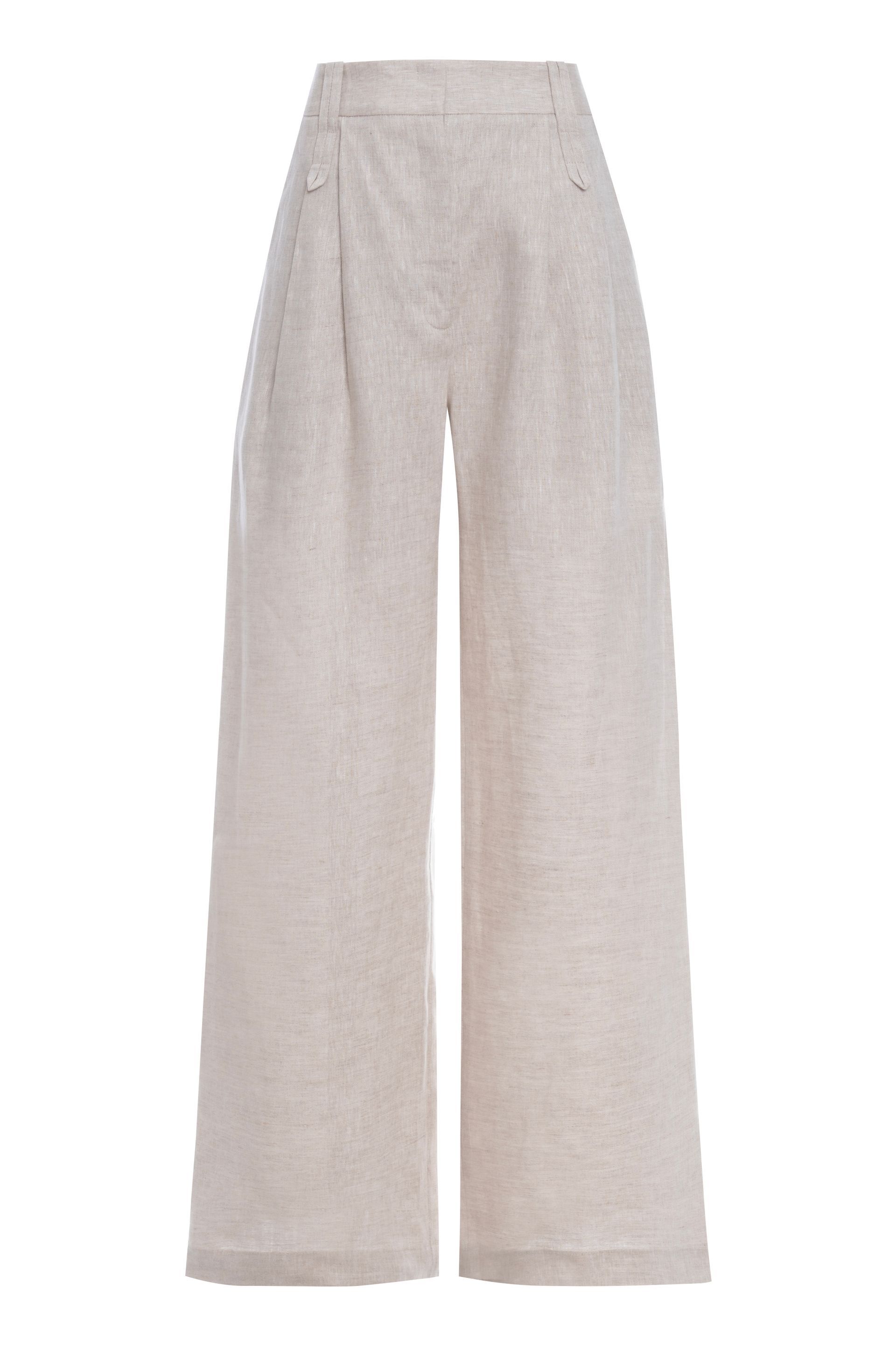 Calça pantalona de linho Elisabete  - Natural 