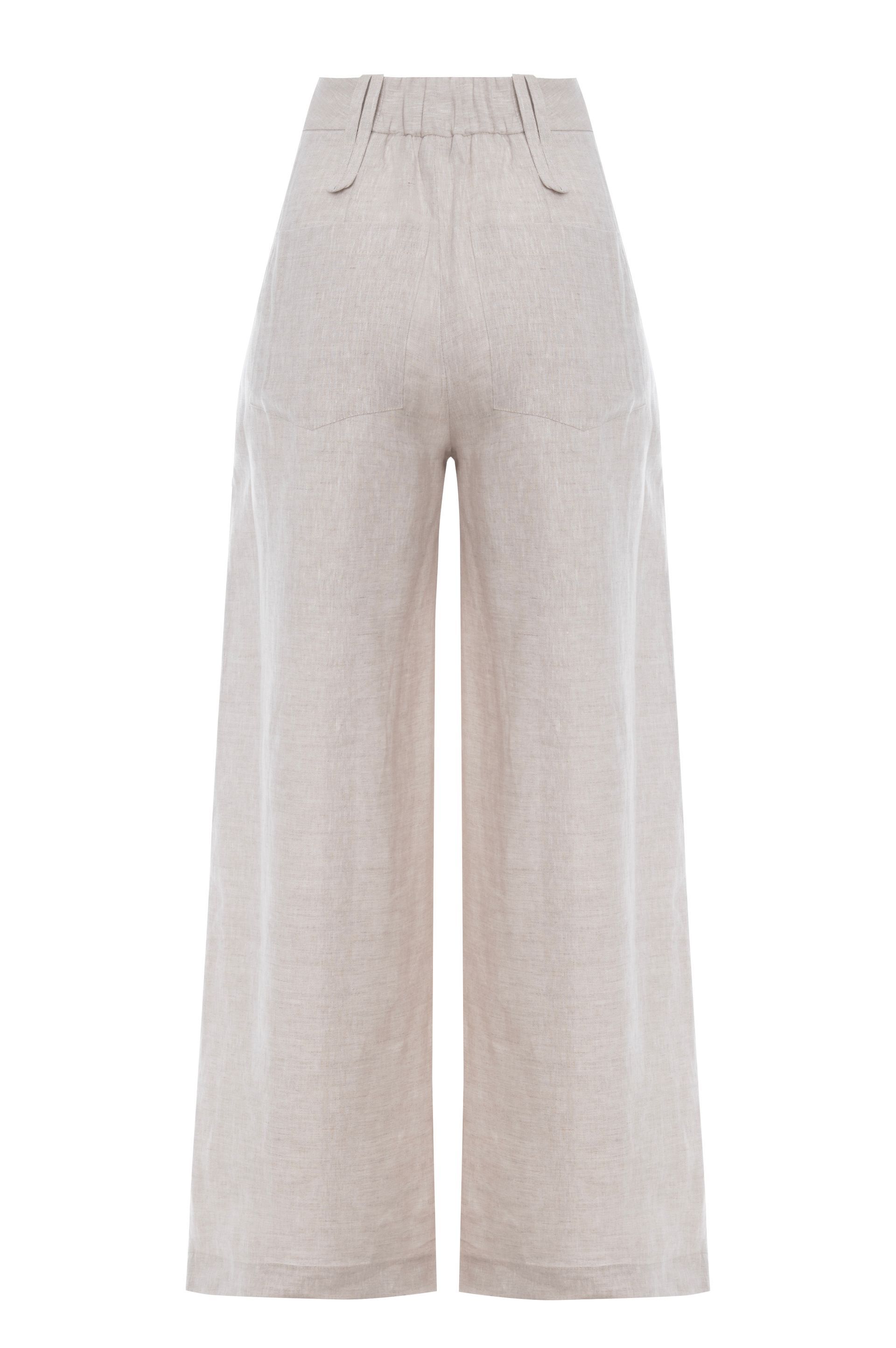 Calça pantalona de linho Elisabete  - Natural 