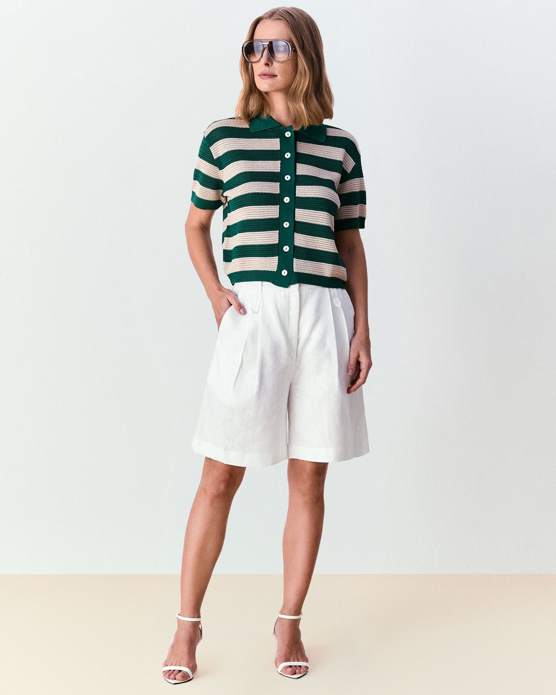 Bermuda de linho Leila - Off White