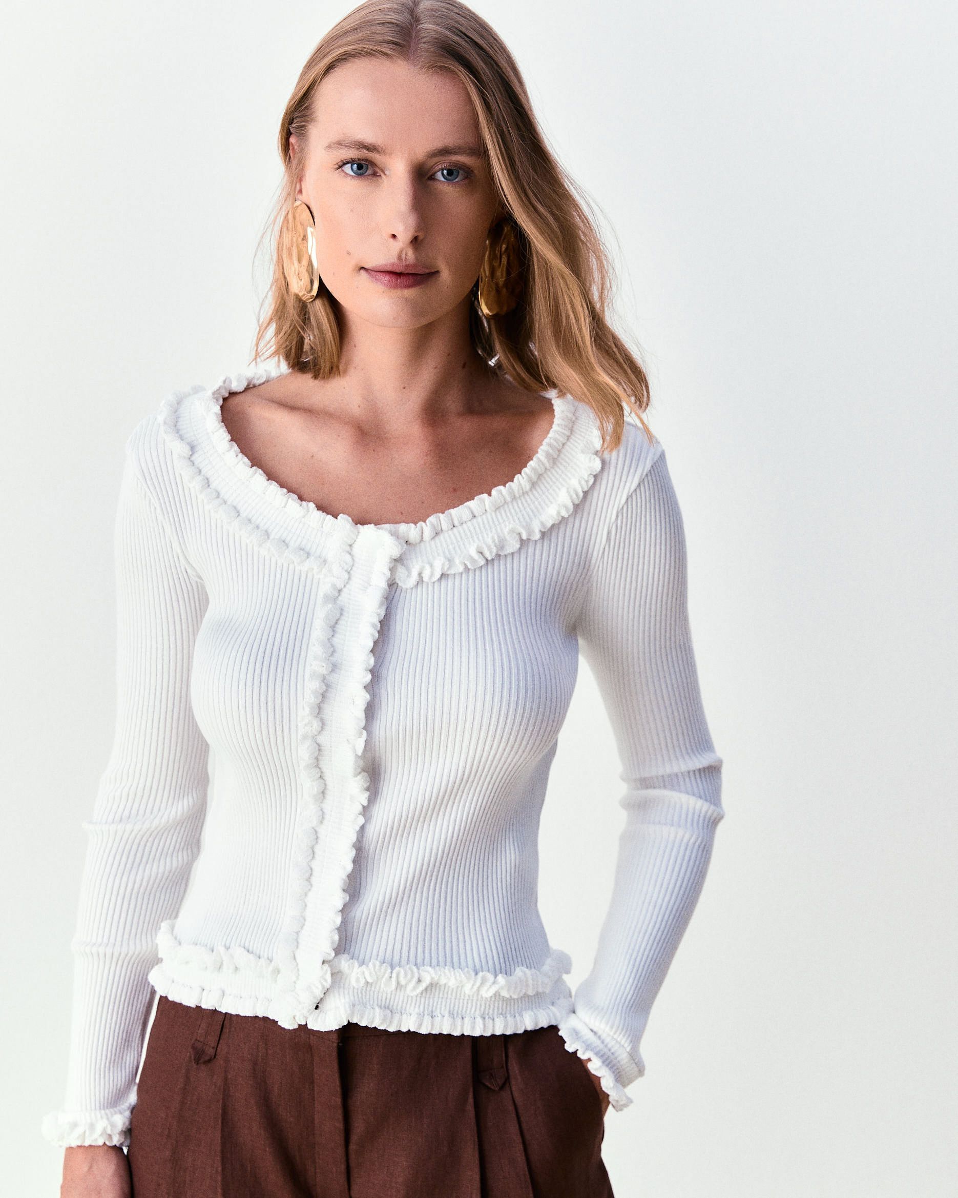Cardigan babado Marie -  Off White 